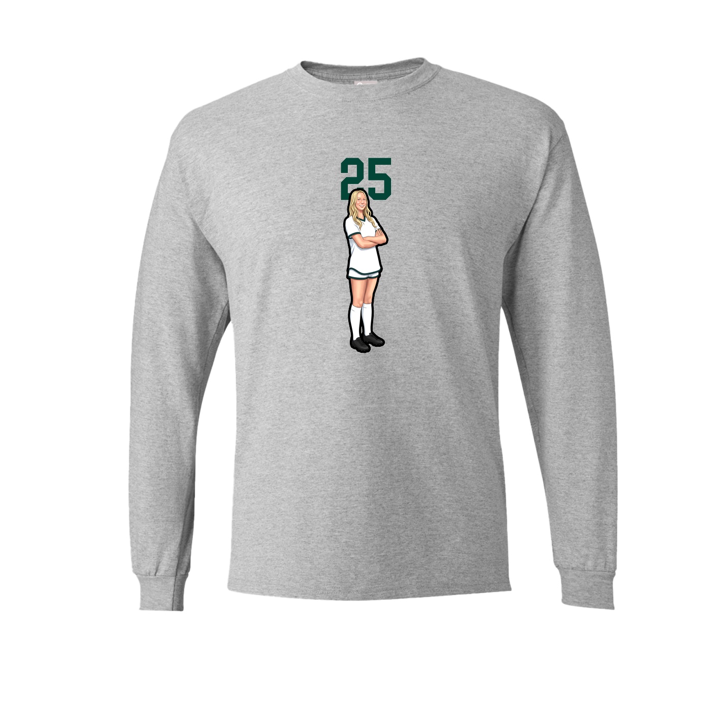 Long Sleeve Tee — Number Top in Grey