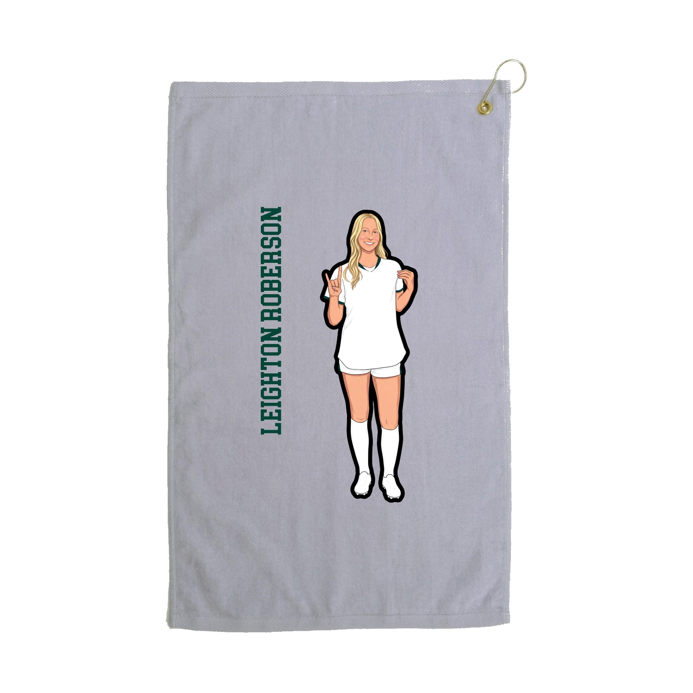 Golf Towel — Name Vertical in Grey