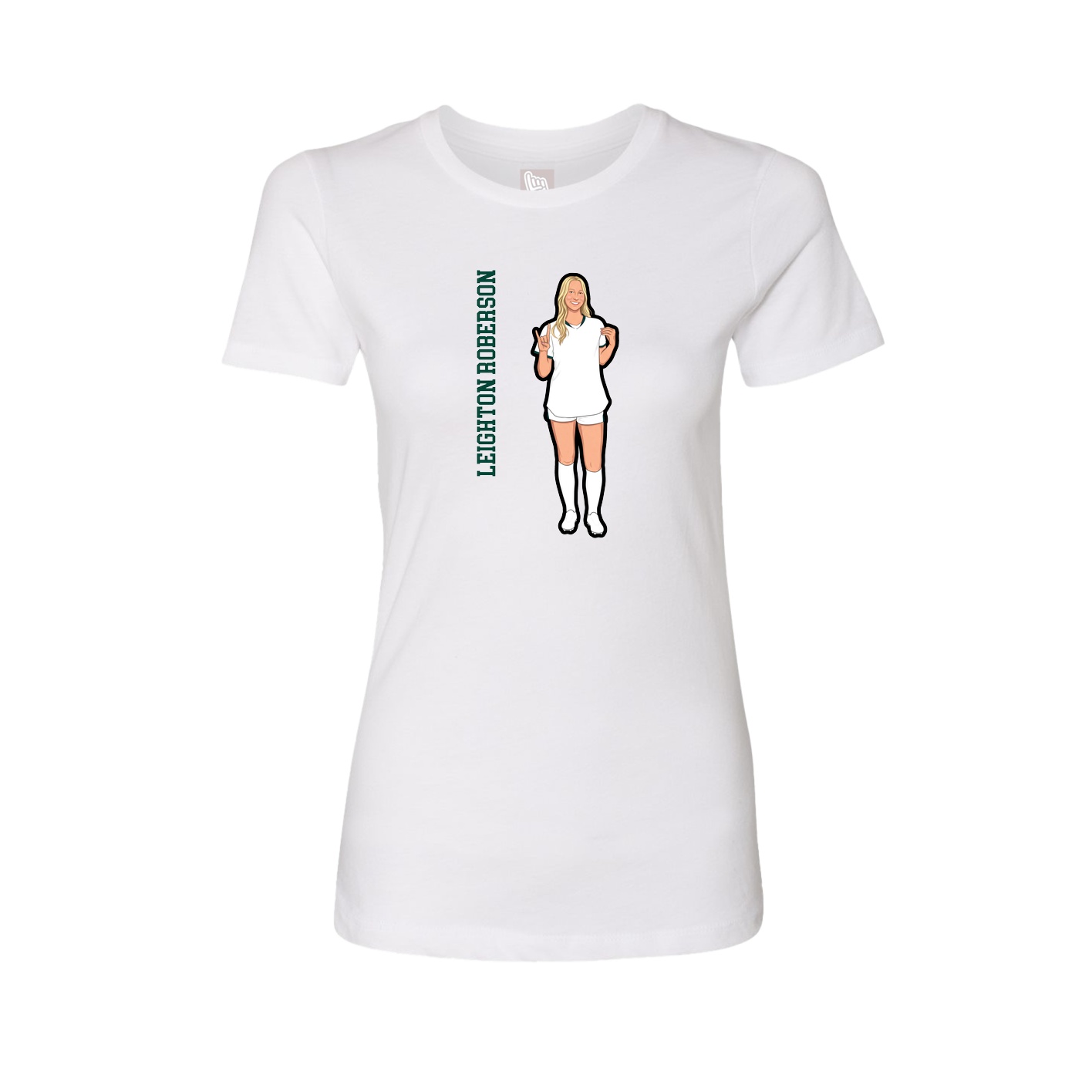 Fitted Women's Tee — Name Vertical in White