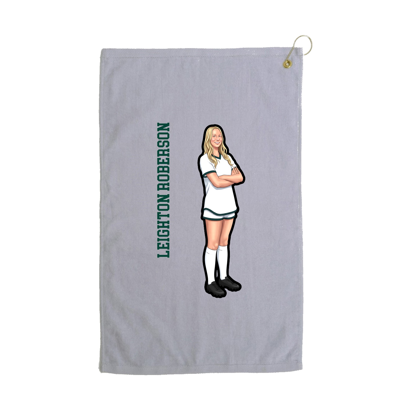 Golf Towel — Name Vertical in Grey