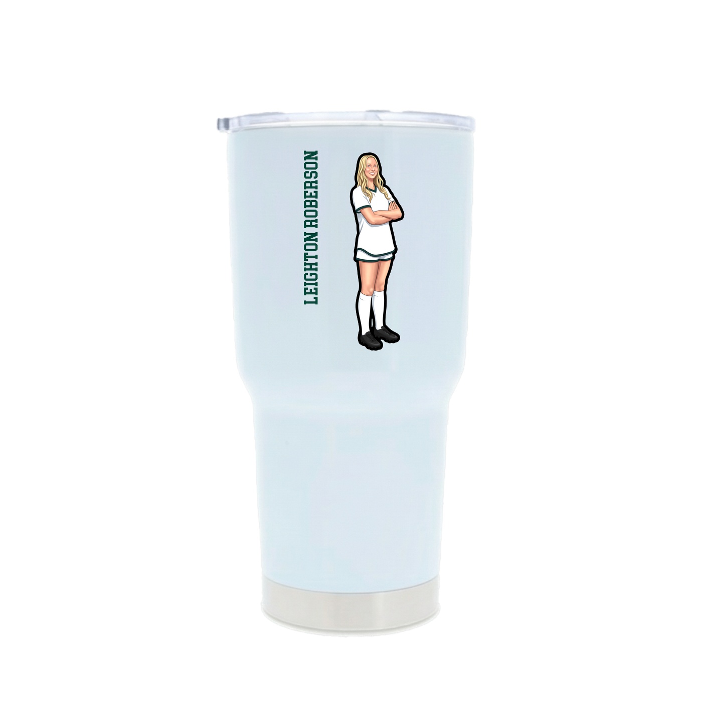 30oz Stainless Steel Tumbler — Name Vertical in White
