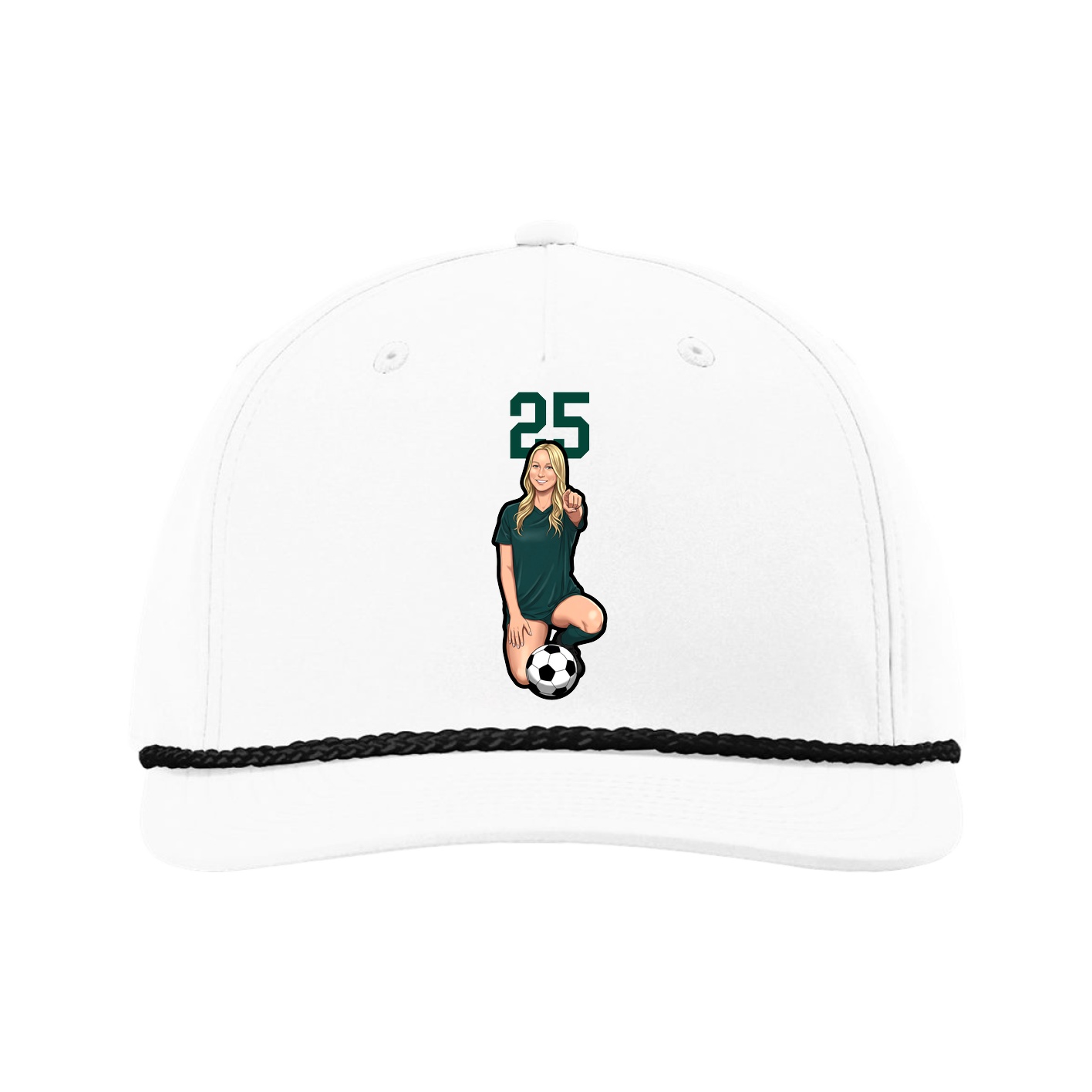 Five-Panel Classic Rope Cap — Number Top in White