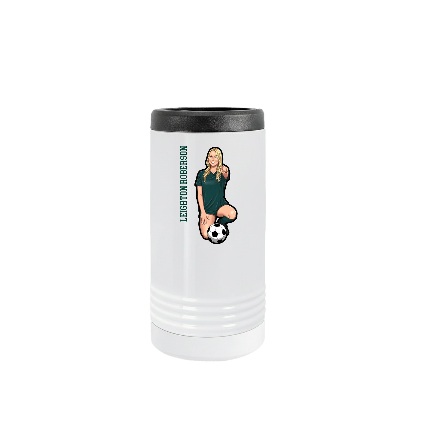 Slim Beverage Holder — Name Vertical in White