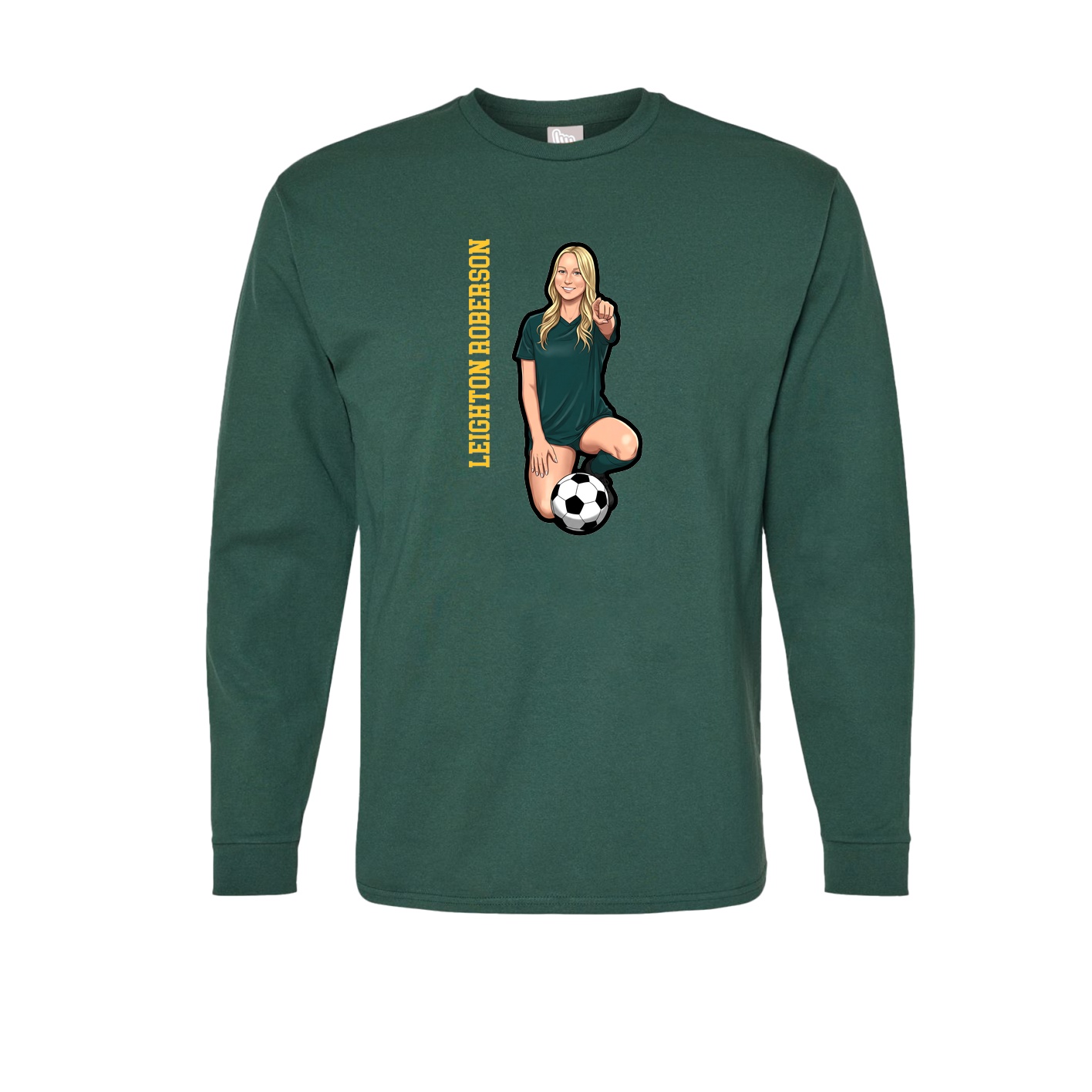Long Sleeve Tee — Name Vertical in Green