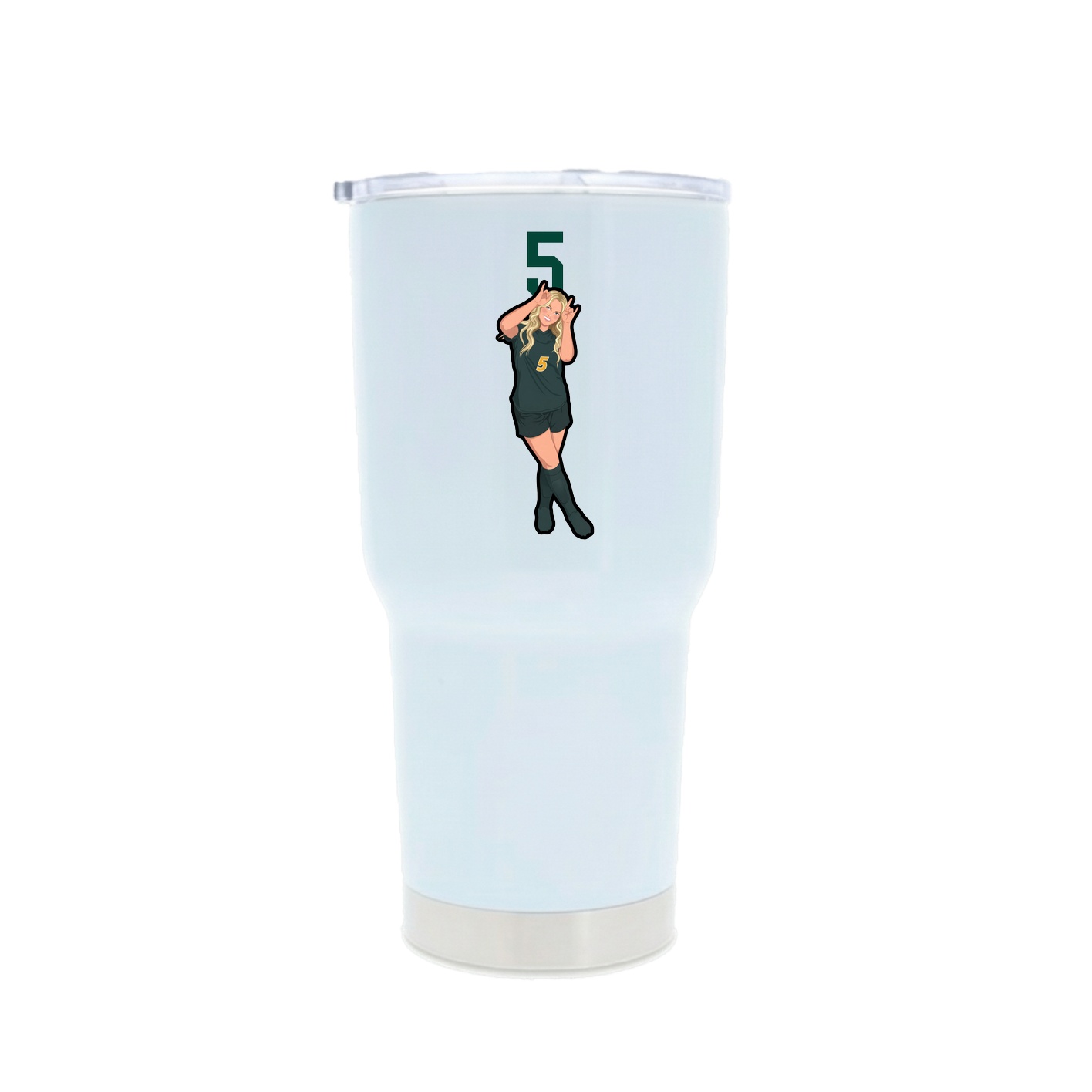 30oz Stainless Steel Tumbler — Number Top in White