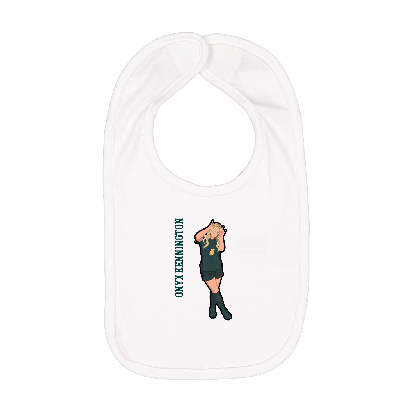 Infant Bib — Name Vertical in White