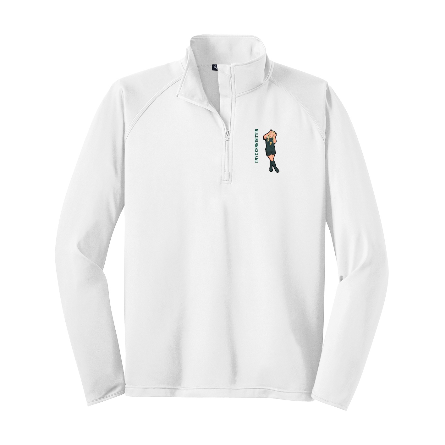 Q-Zip Pullover — Name Vertical in White