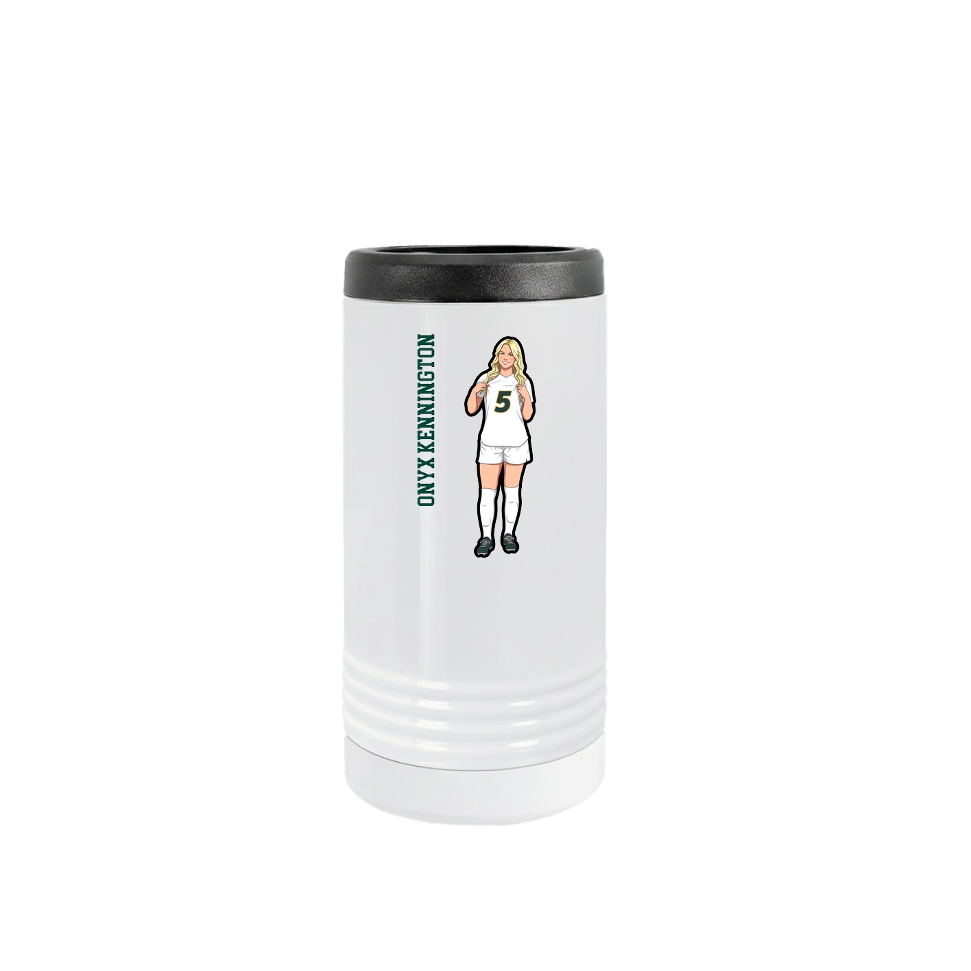 Slim Beverage Holder — Name Vertical in White