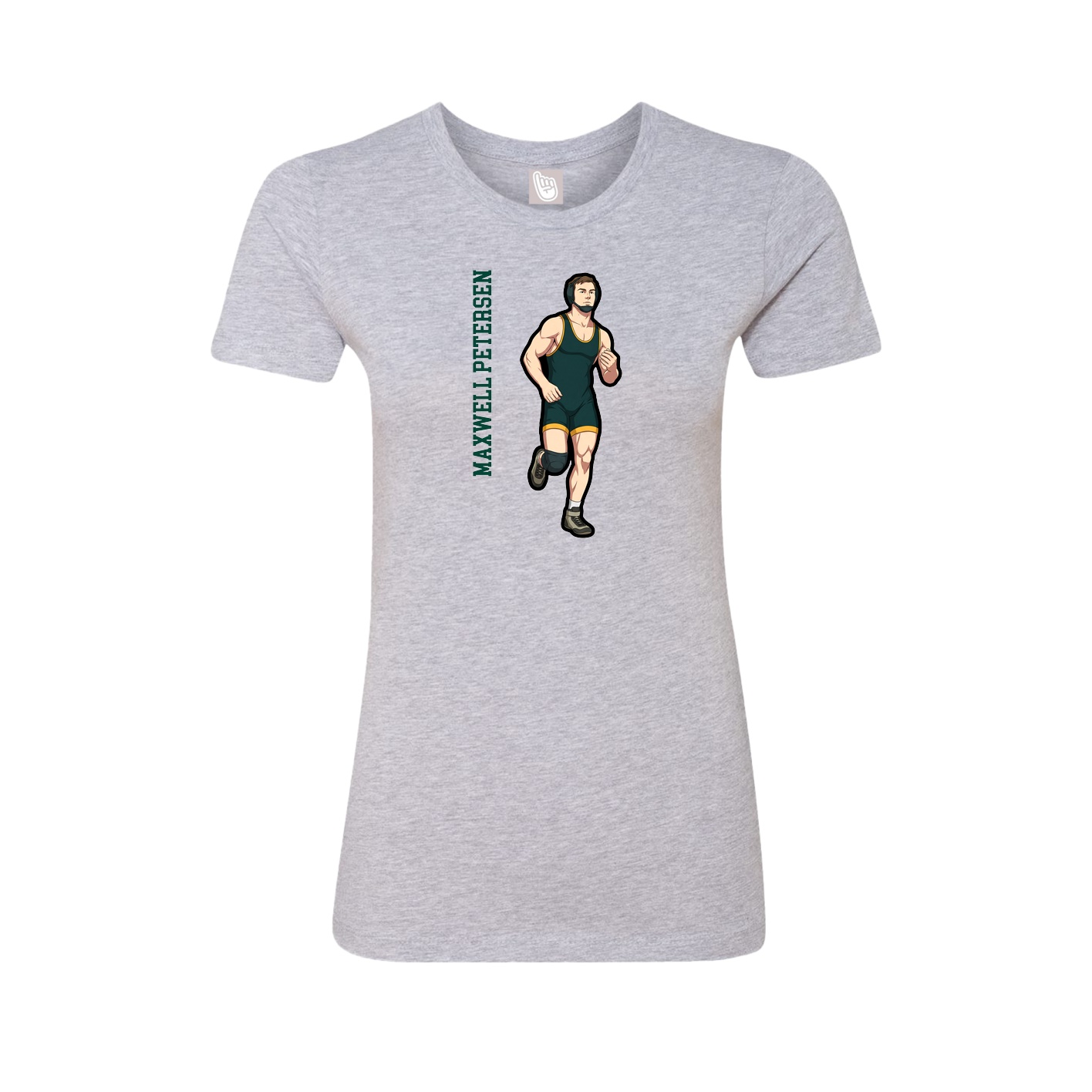 Fitted Women's Tee — Name Vertical in Grey