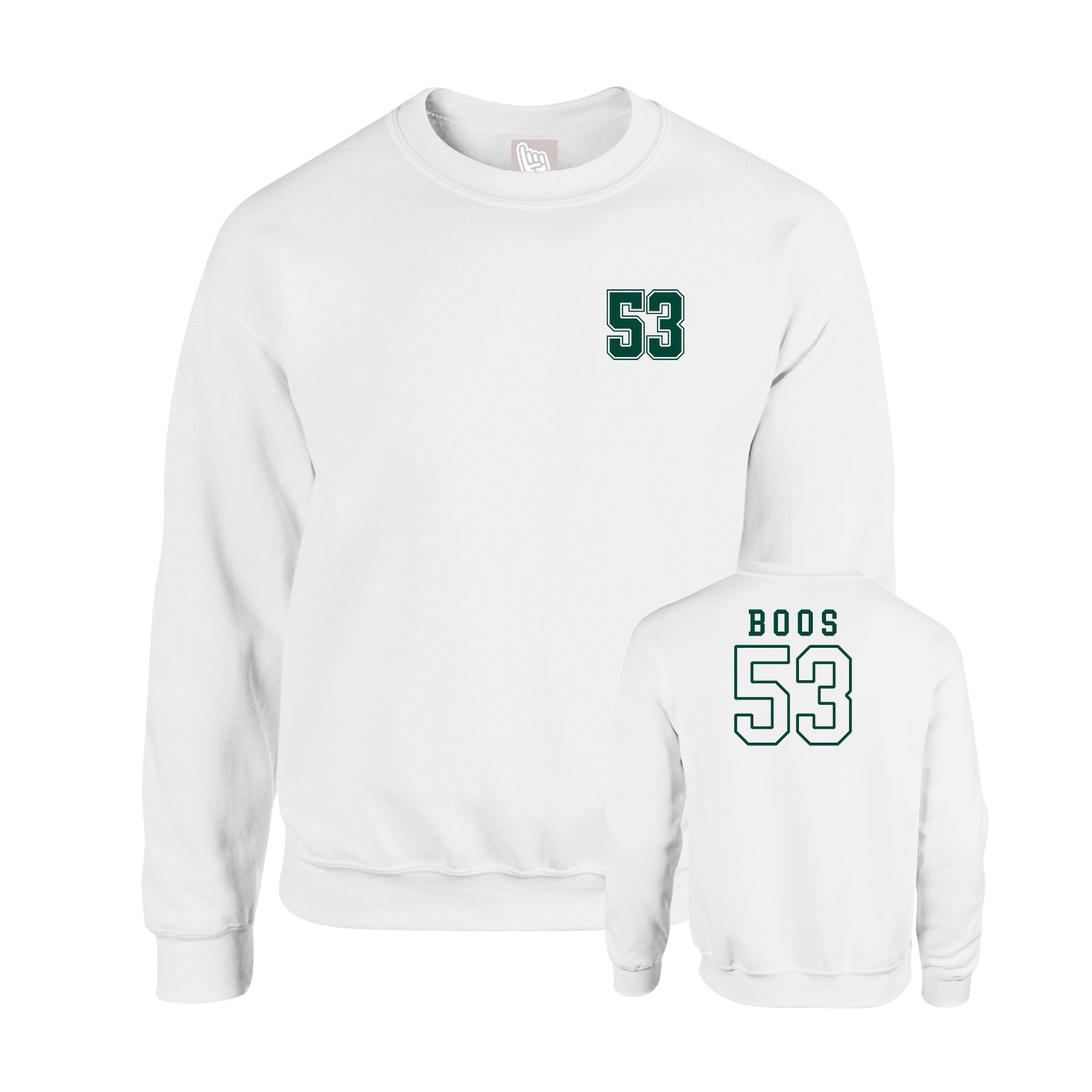 Fleece Crew — Chest Back in White