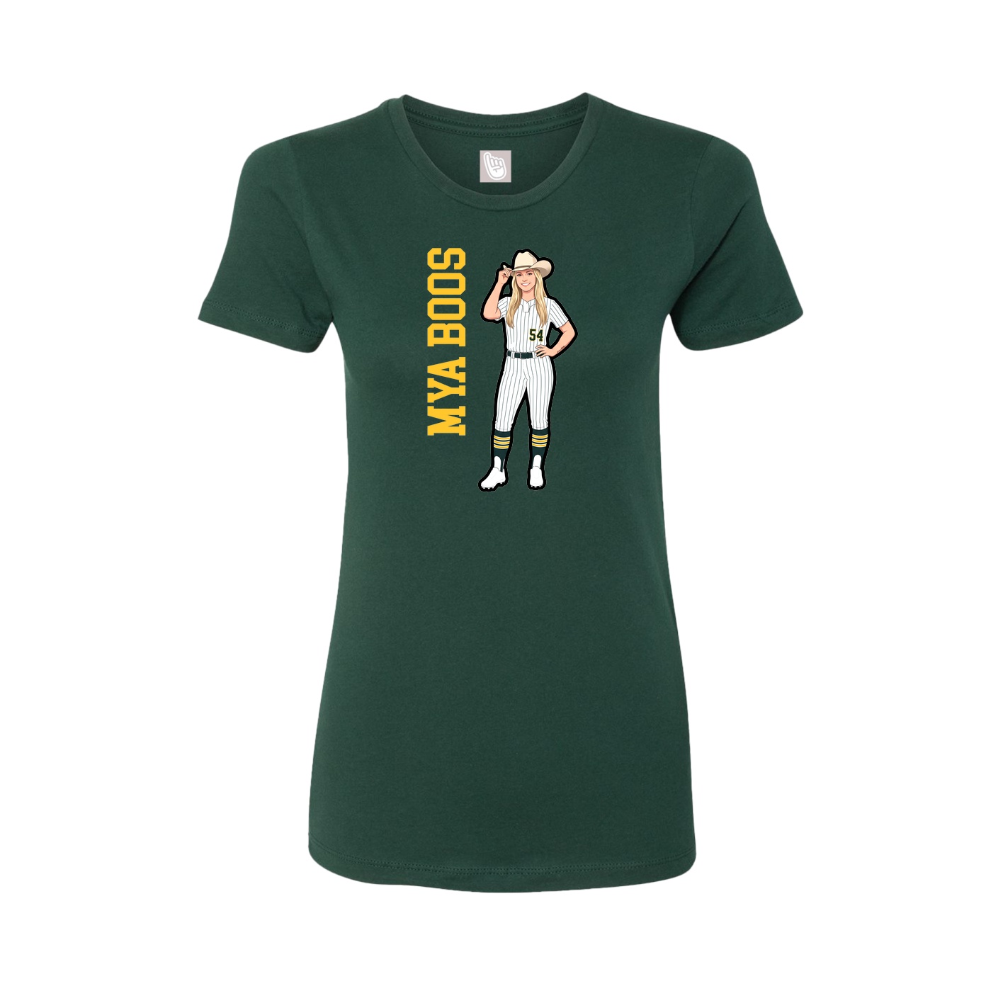 Fitted Women's Tee — Name Vertical in Green
