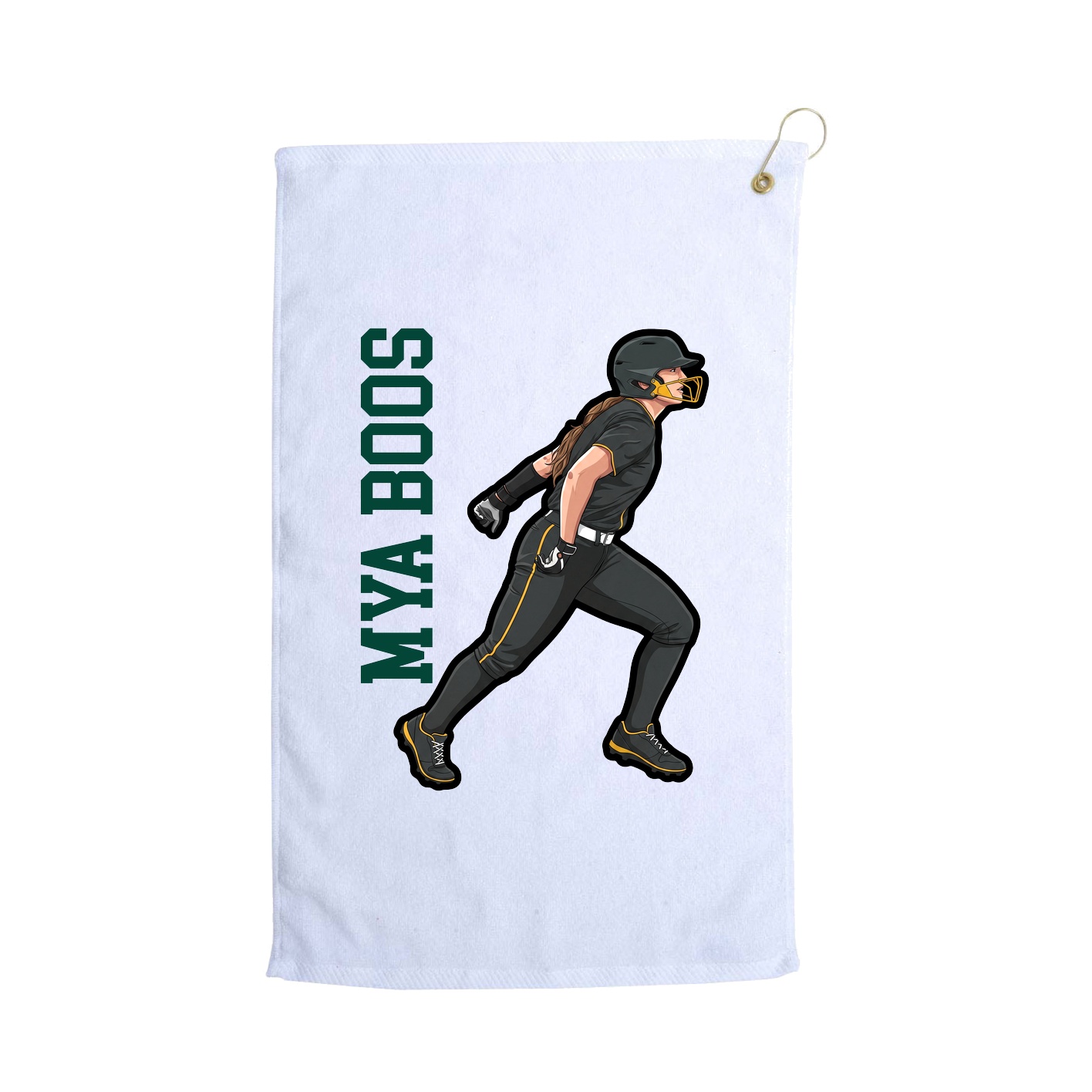 Golf Towel — Name Vertical in White