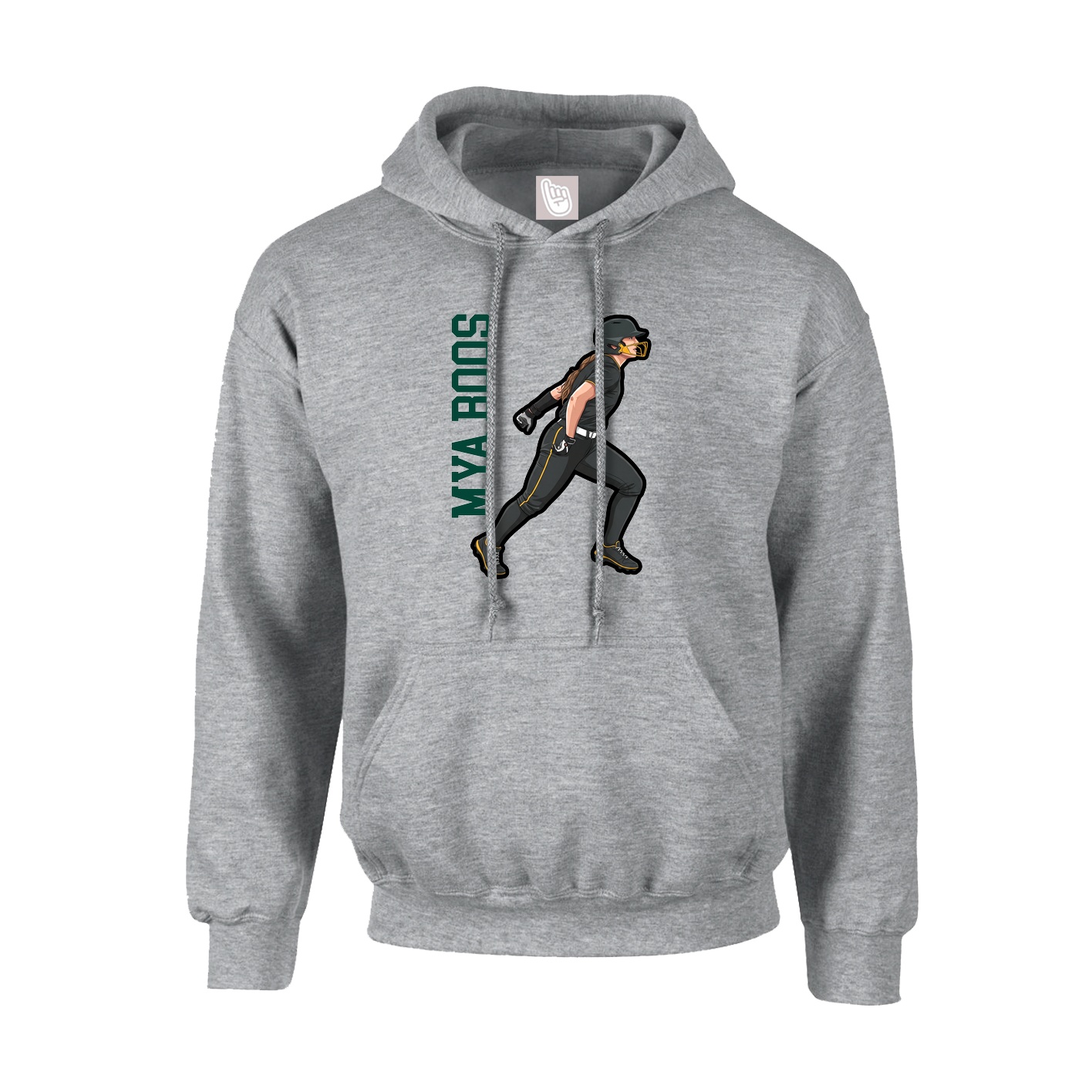 Youth Hoodie — Name Vertical in Grey