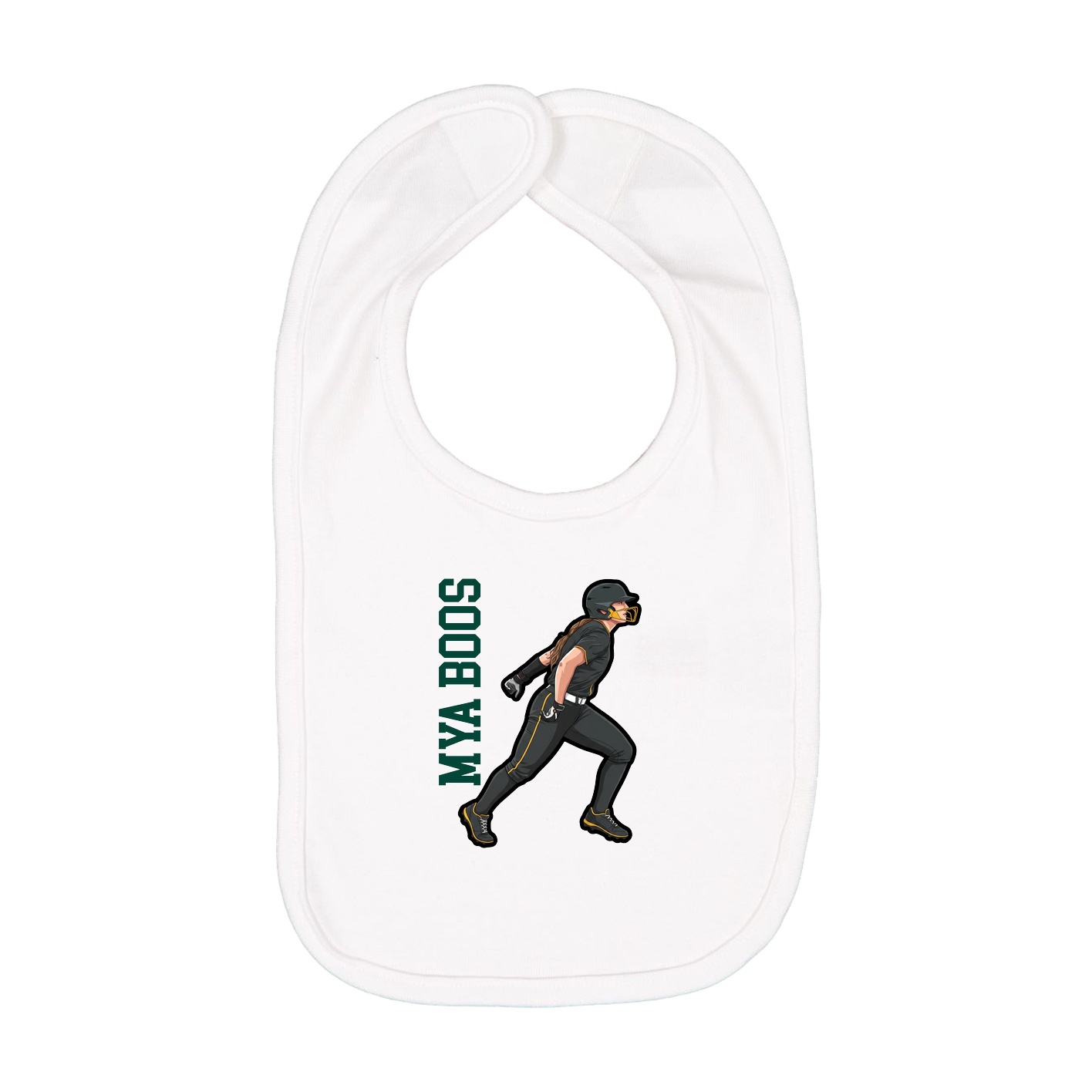 Infant Bib — Name Vertical in White