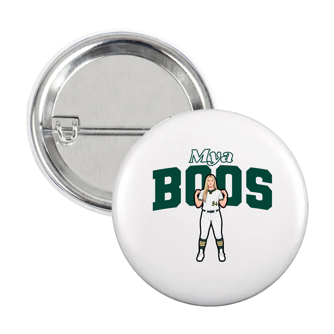Game Day Button — Name Arch in White