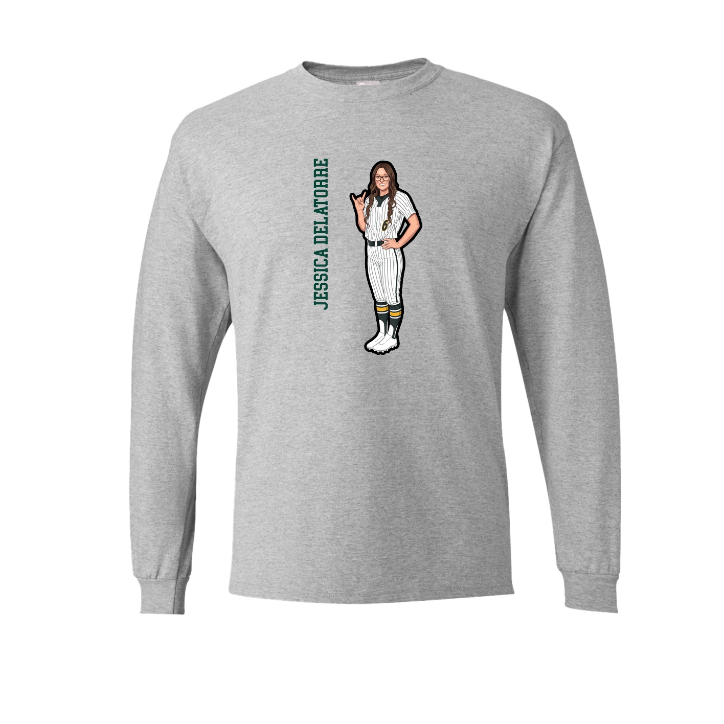 Long Sleeve Tee — Name Vertical in Grey
