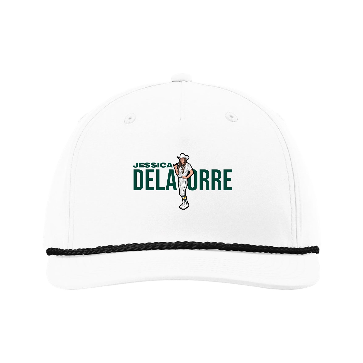 Five-Panel Classic Rope Cap — Player Name in White