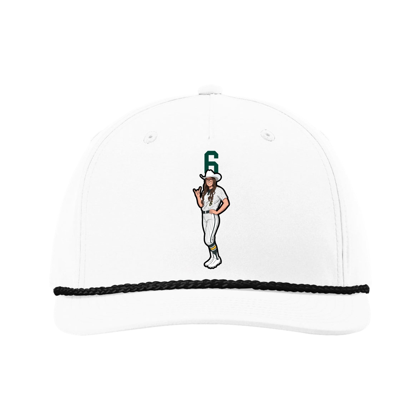 Five-Panel Classic Rope Cap — Number Top in White