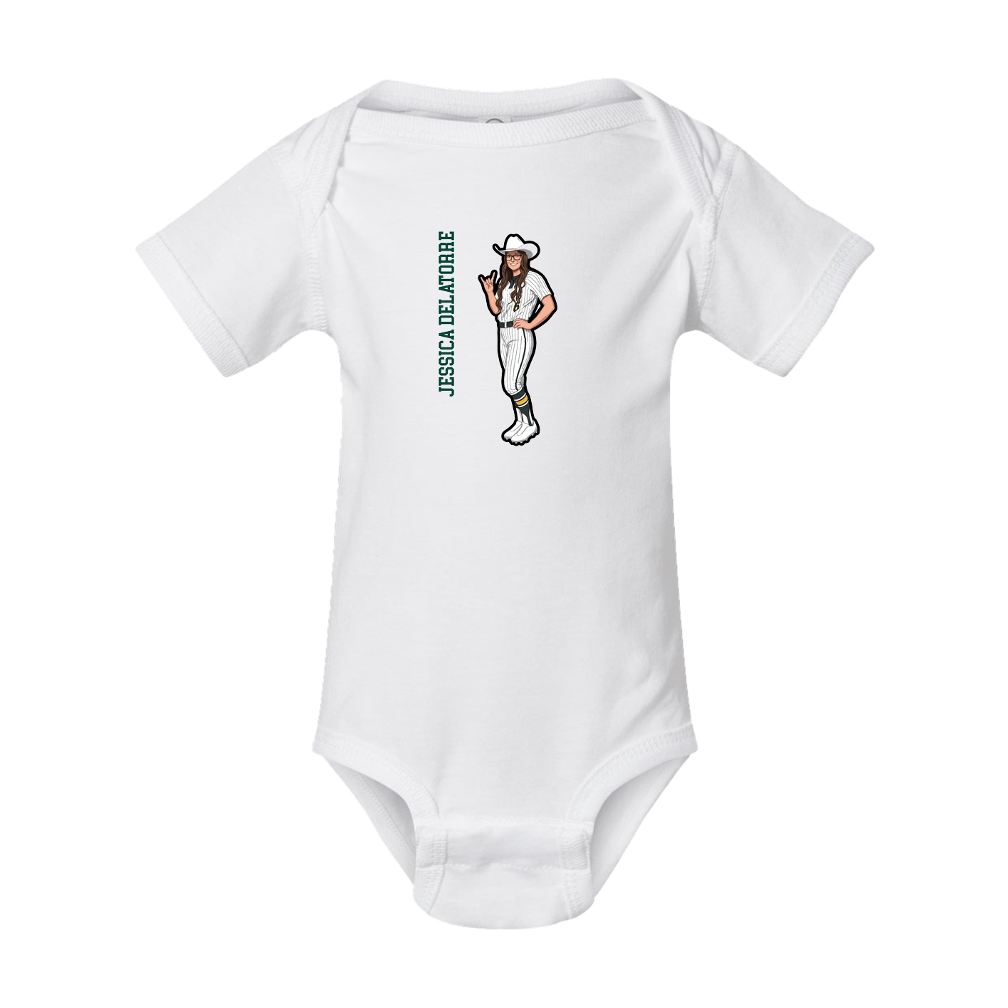 Baby Onesie — Name Vertical in White