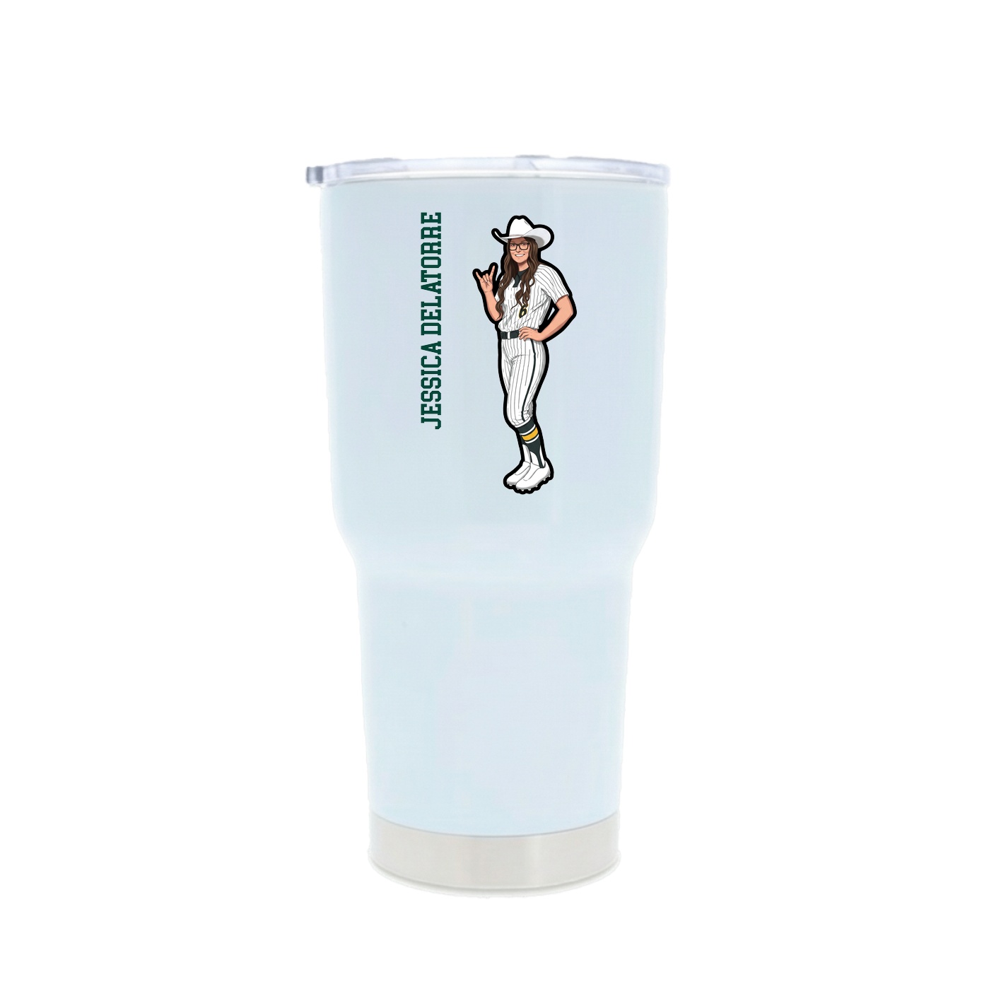 30oz Stainless Steel Tumbler — Name Vertical in White