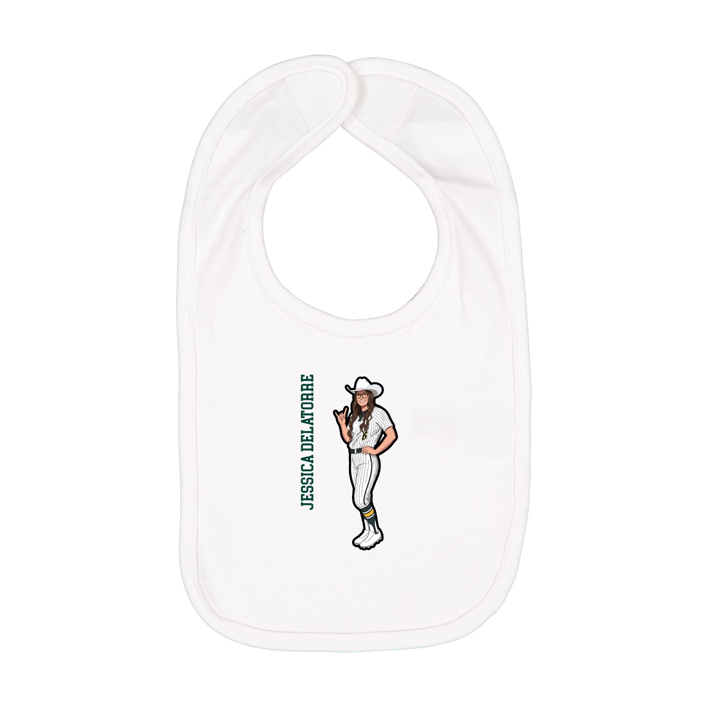 Infant Bib — Name Vertical in White