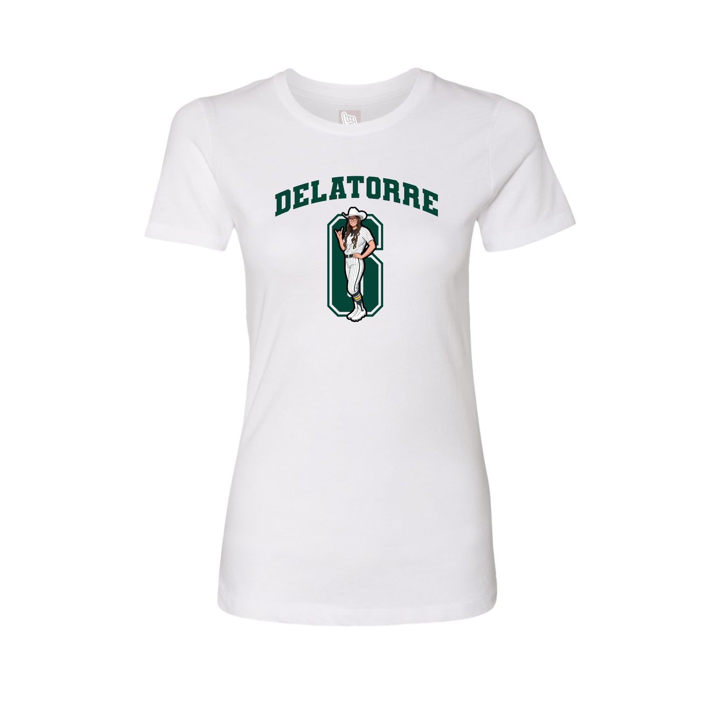Fitted Women's Tee — Number in White