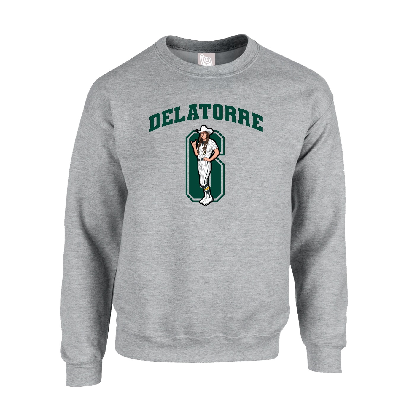 Fleece Crew — Number in Grey