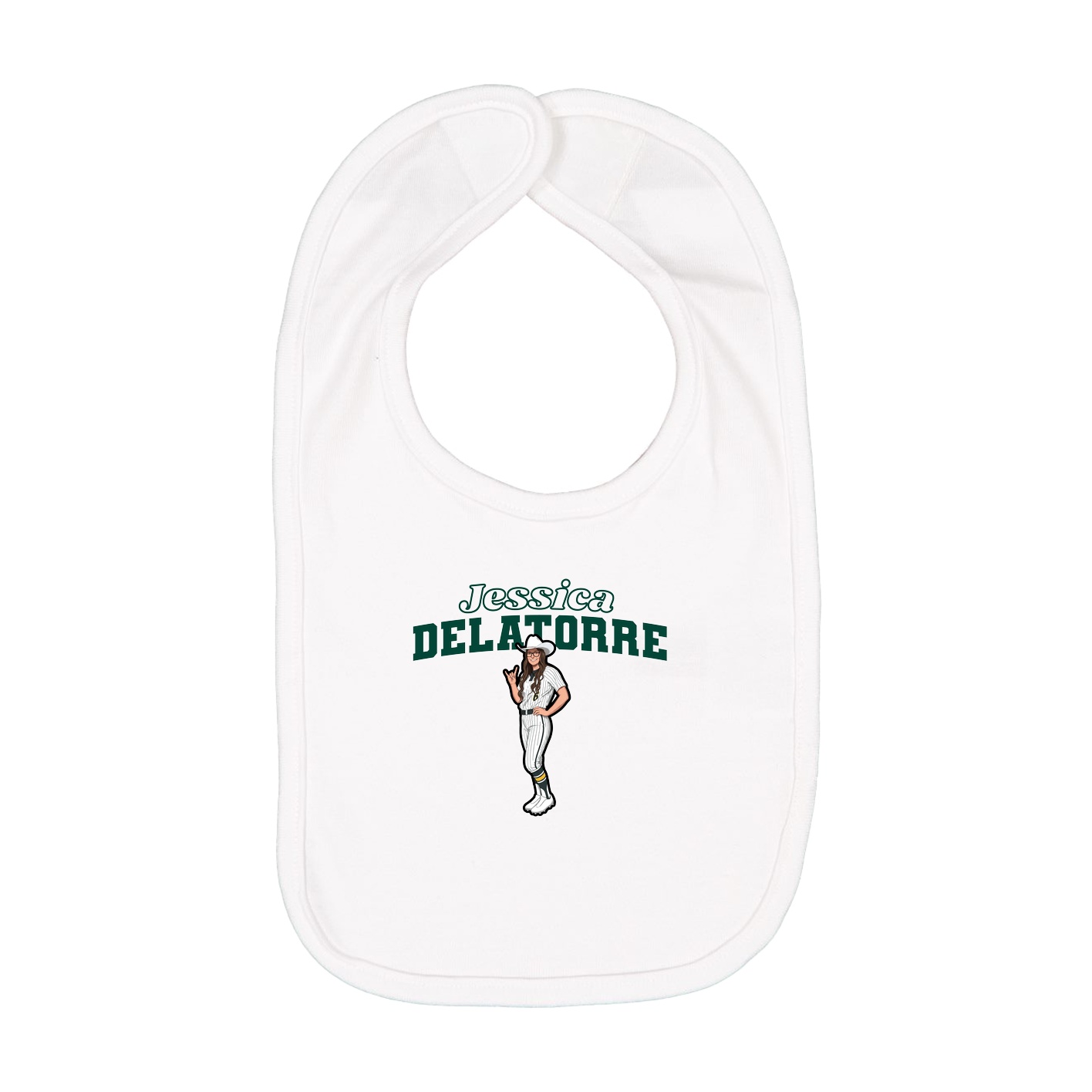 Infant Bib — Name Arch in White