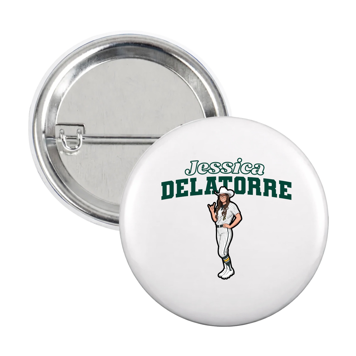 Game Day Button — Name Arch in White