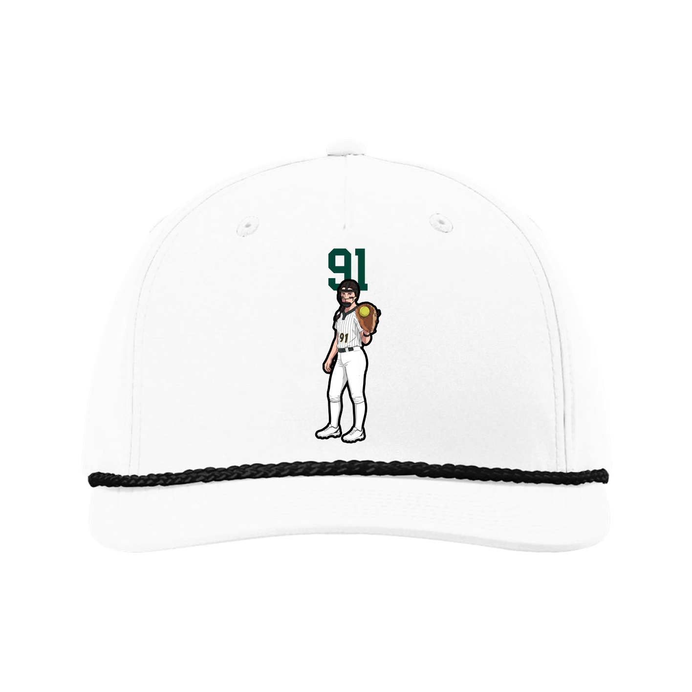 Five-Panel Classic Rope Cap — Number Top in White