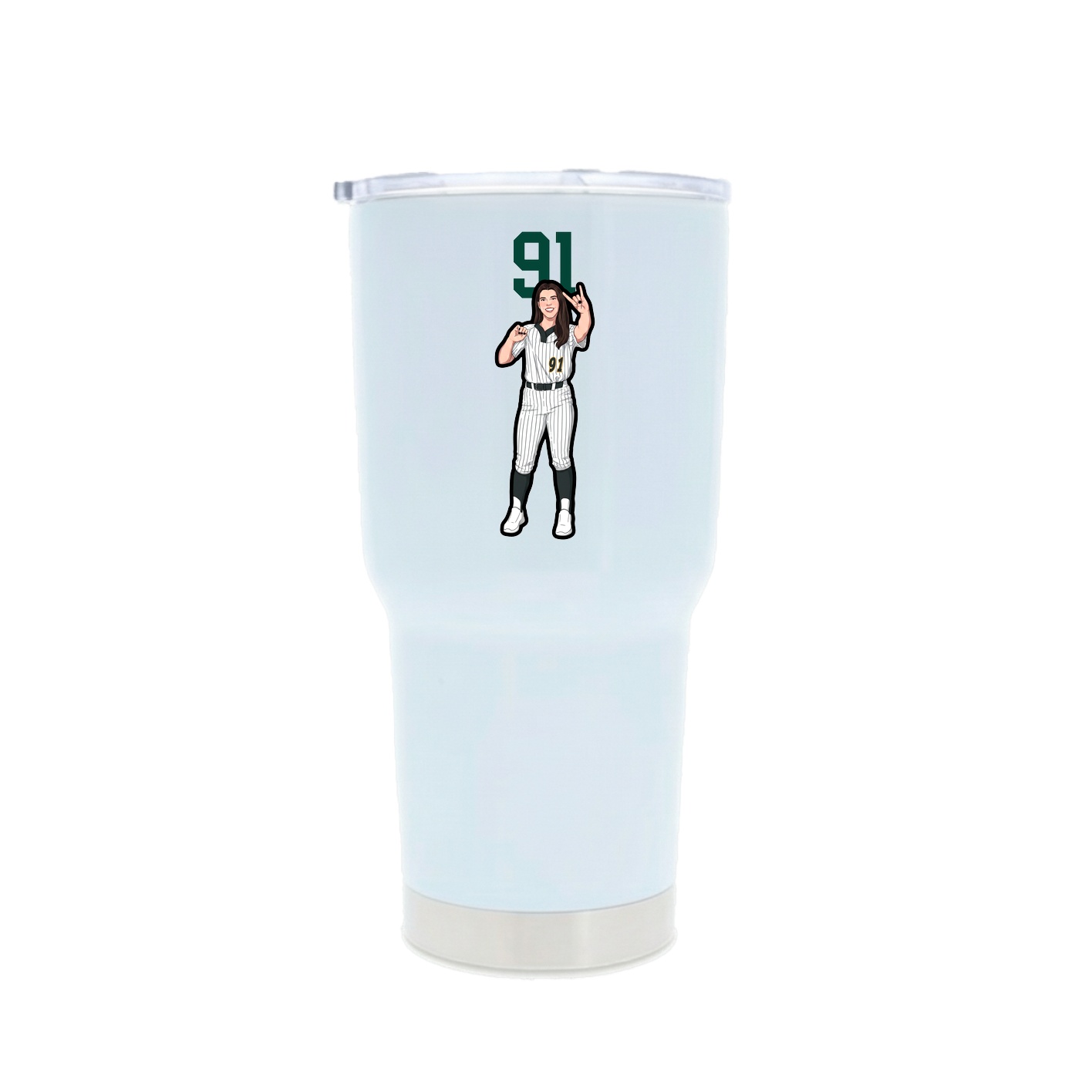30oz Stainless Steel Tumbler — Number Top in White
