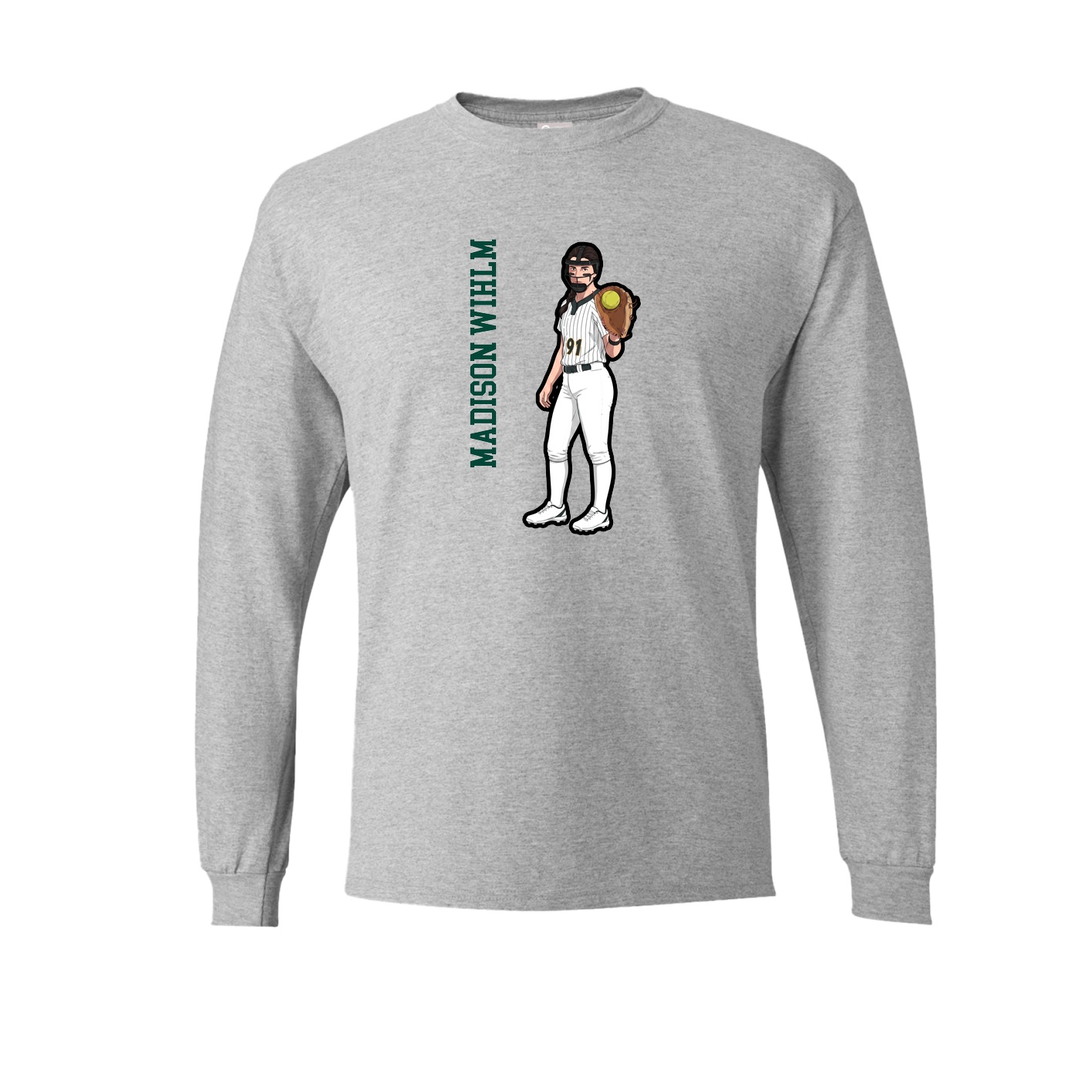 Long Sleeve Tee — Name Vertical in Grey