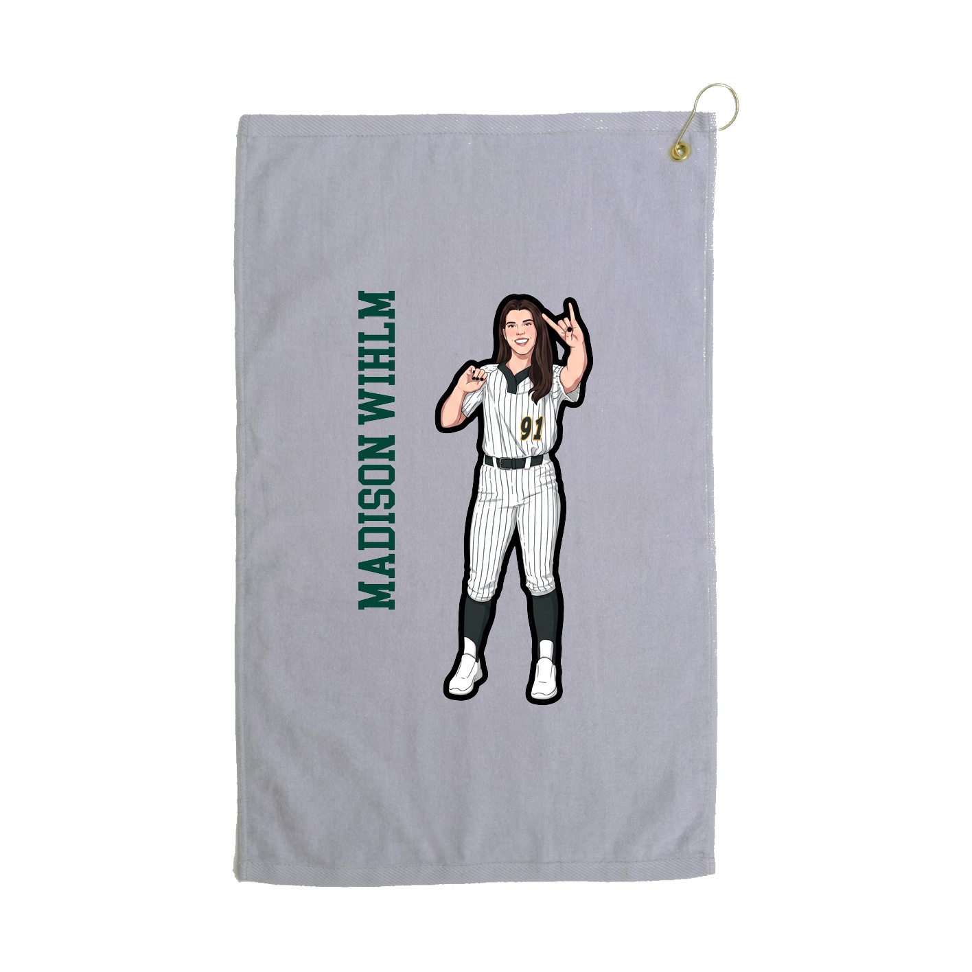 Golf Towel — Name Vertical in Grey
