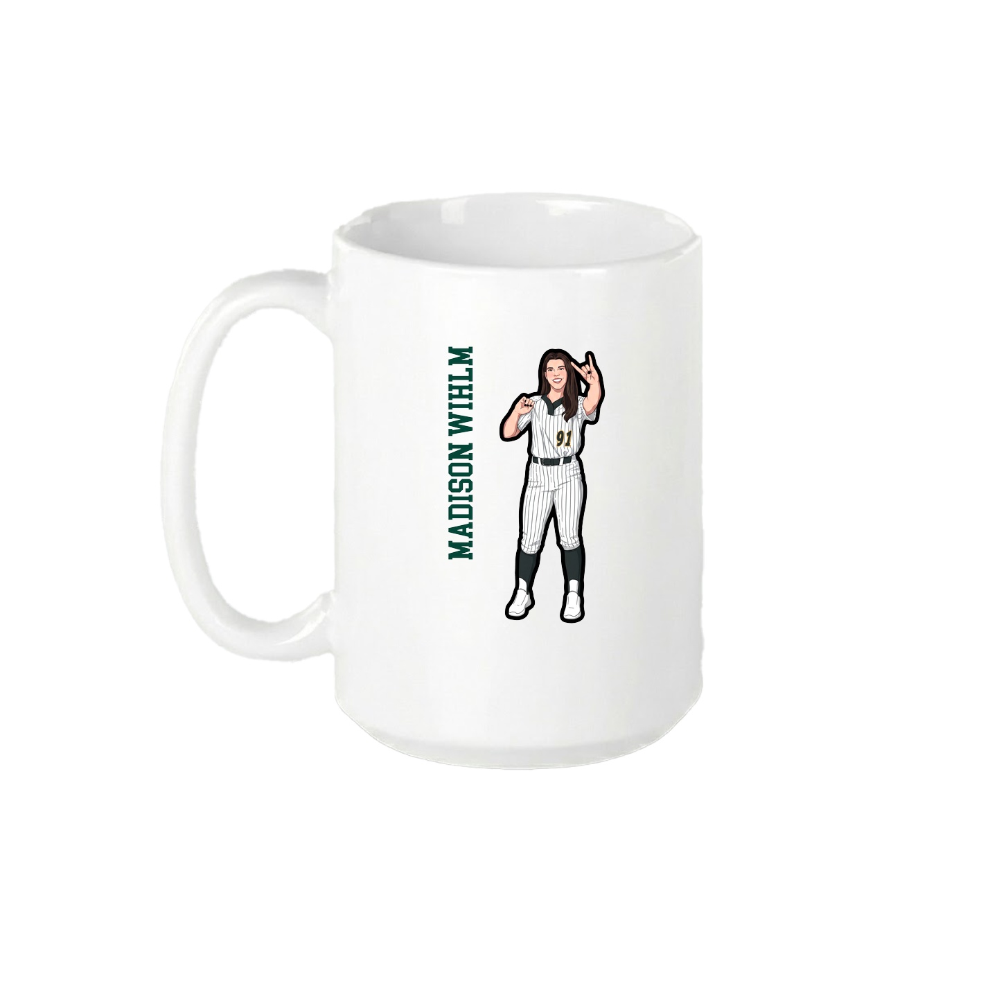 15oz Coffee Mug — Name Vertical in White