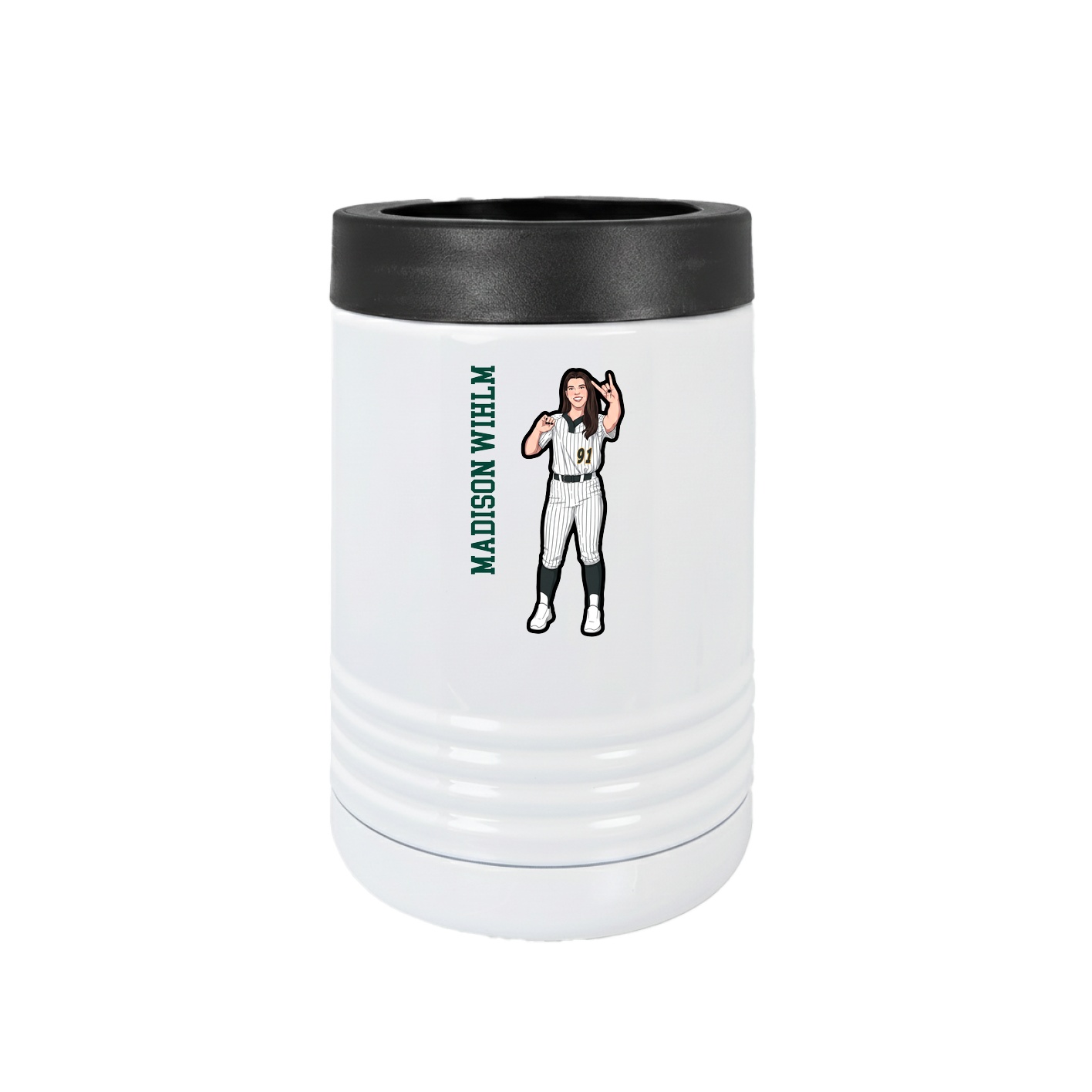 Beverage Holder — Name Vertical in White