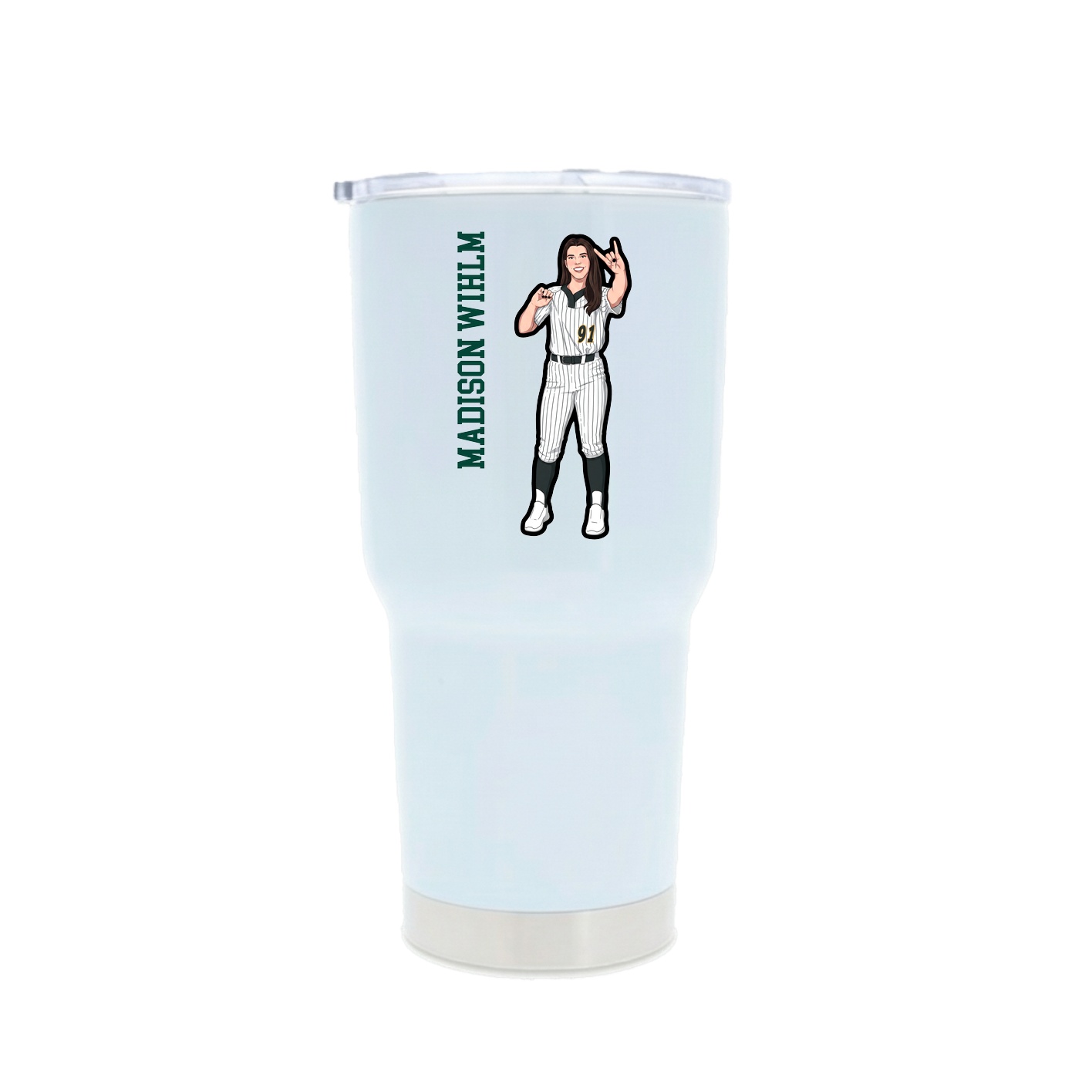30oz Stainless Steel Tumbler — Name Vertical in White