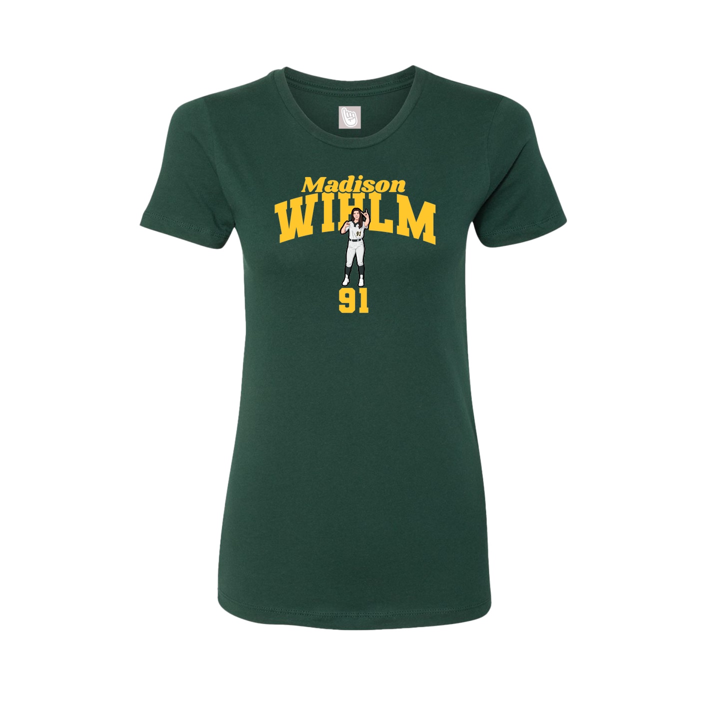 Fitted Women's Tee — Signature Arch in Green