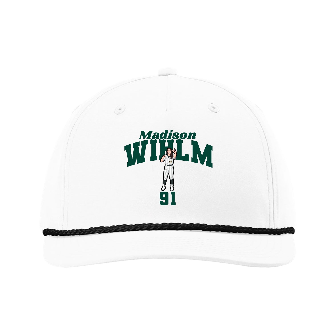 Five-Panel Classic Rope Cap — Signature Arch in White