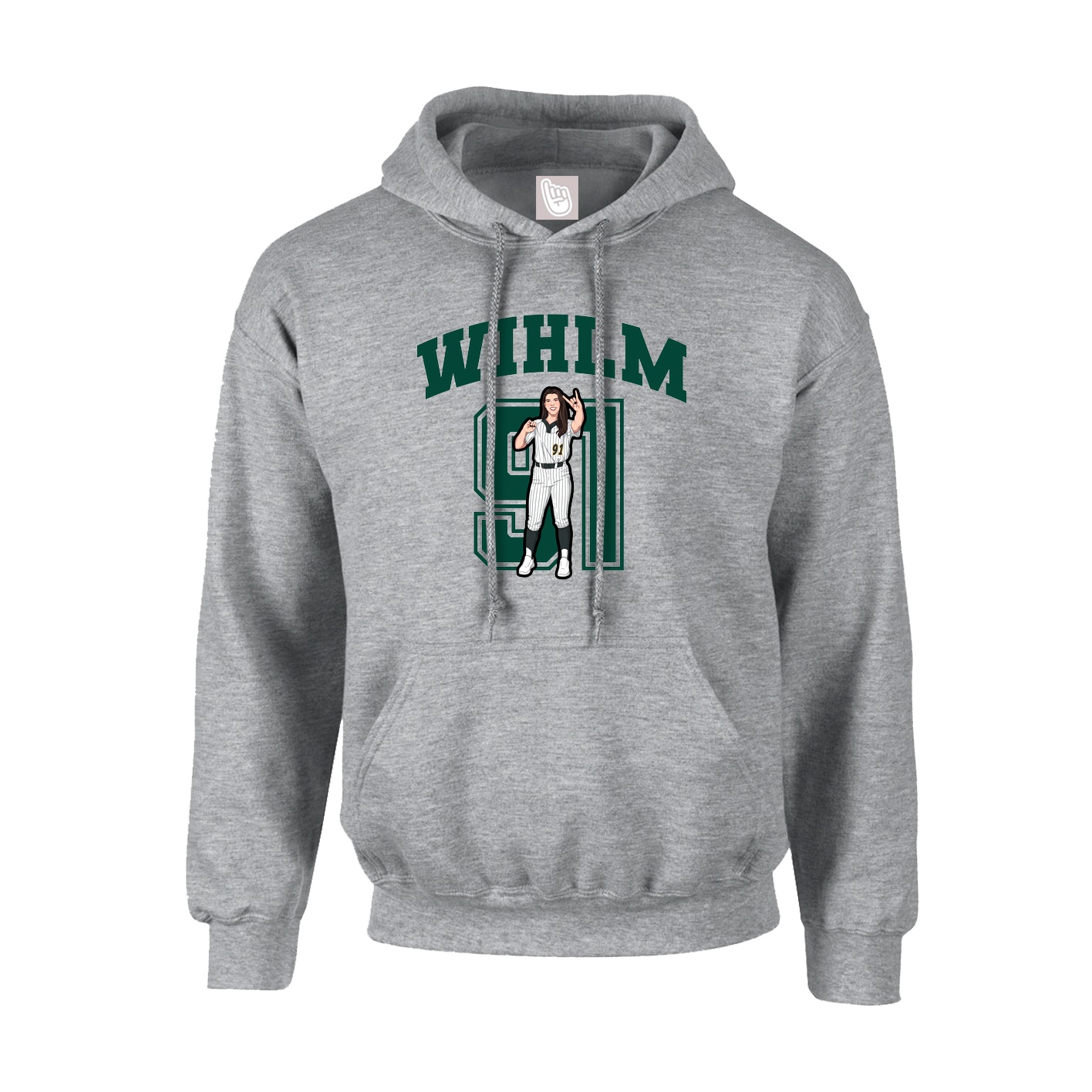 Youth Hoodie — Number in Grey