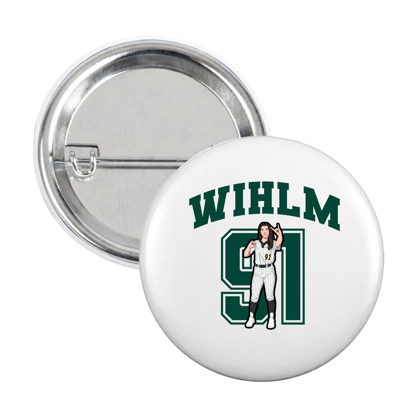 Game Day Button — Number in White