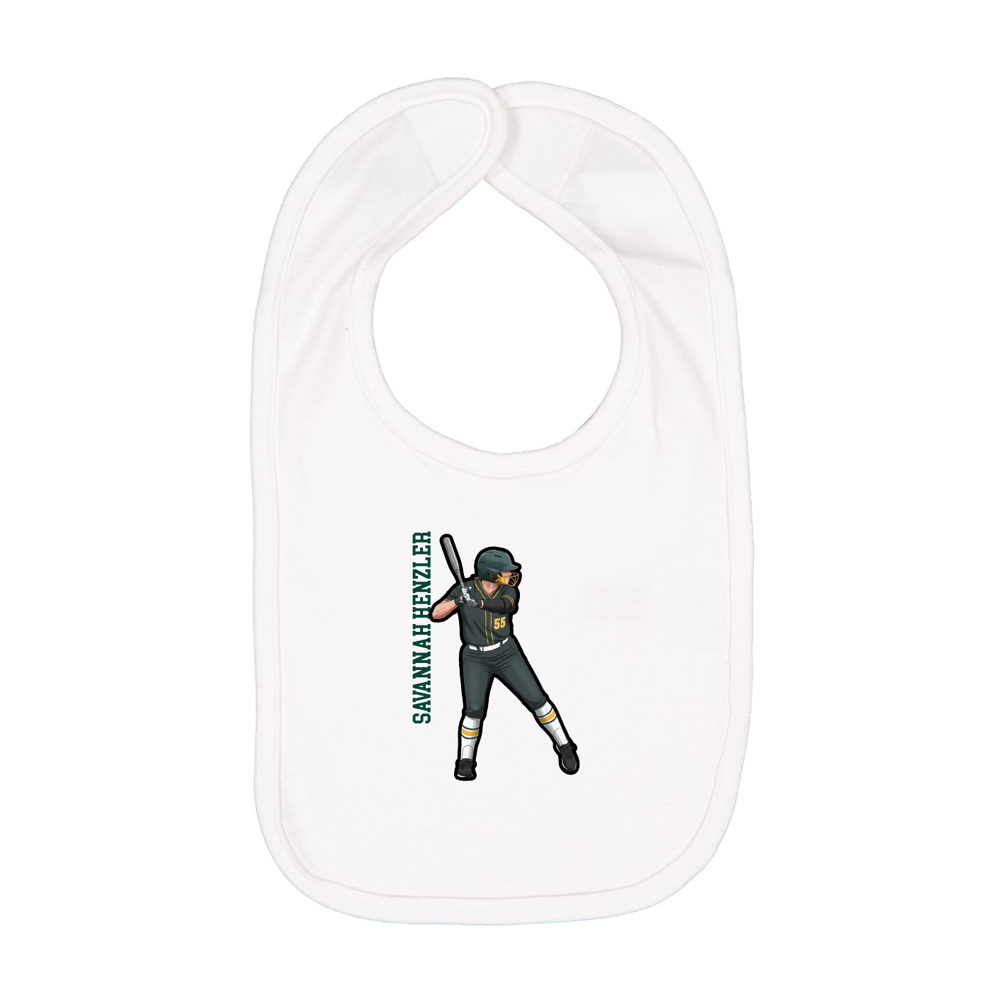 Infant Bib — Name Vertical in White