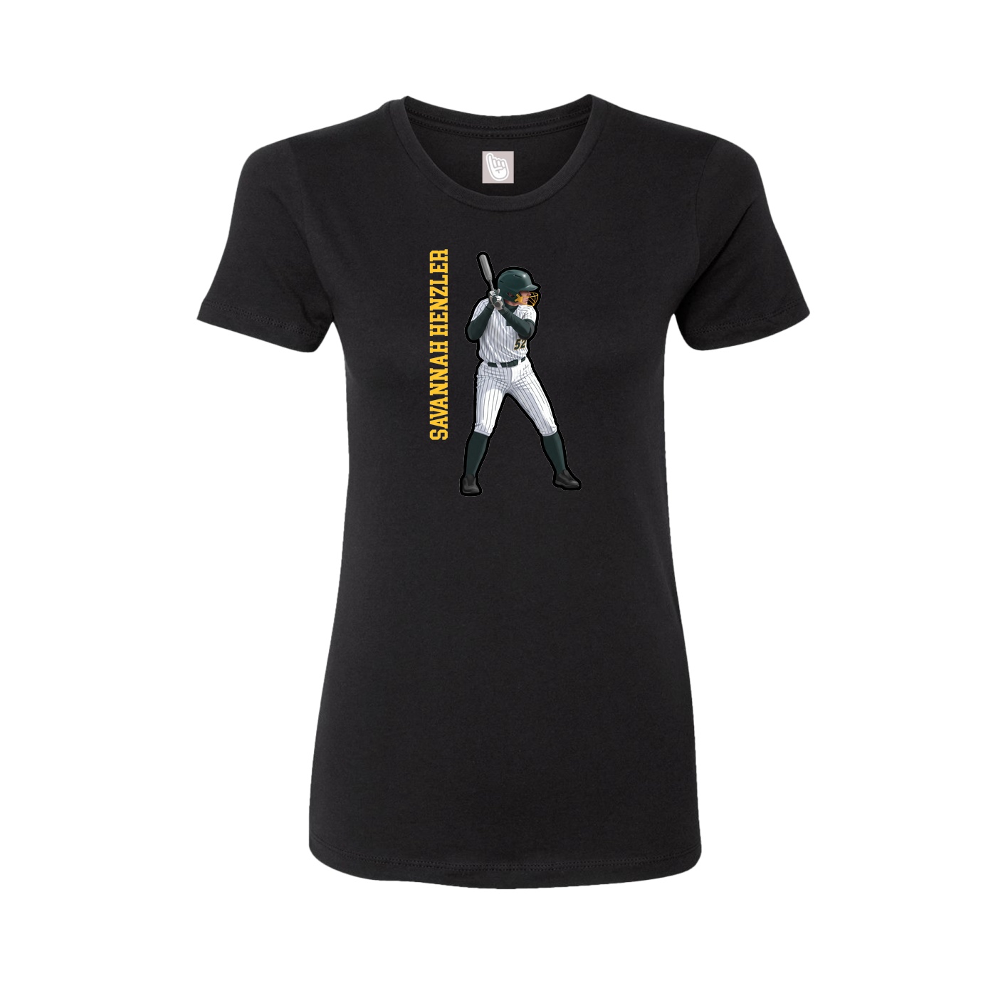 Fitted Women's Tee — Name Vertical in Black