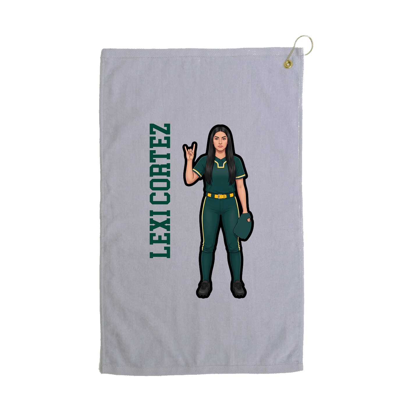 Golf Towel — Name Vertical in Grey