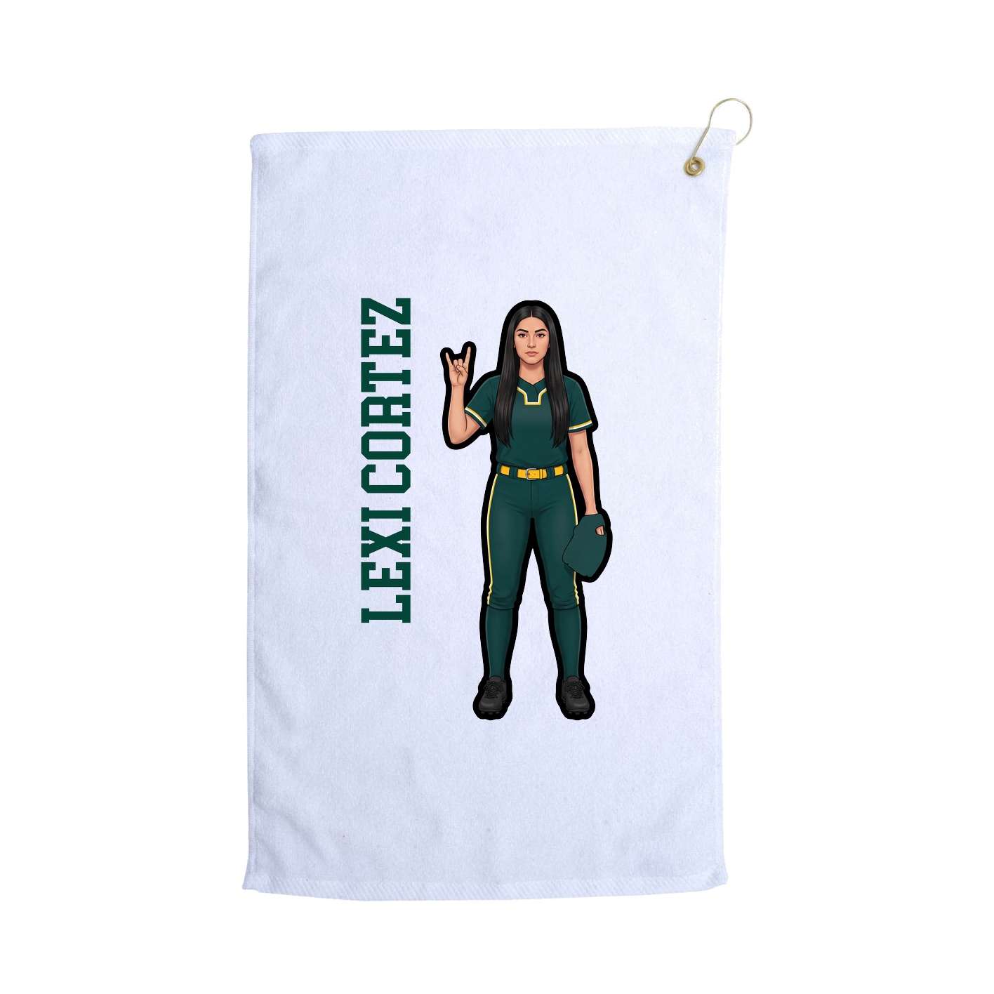 Golf Towel — Name Vertical in White