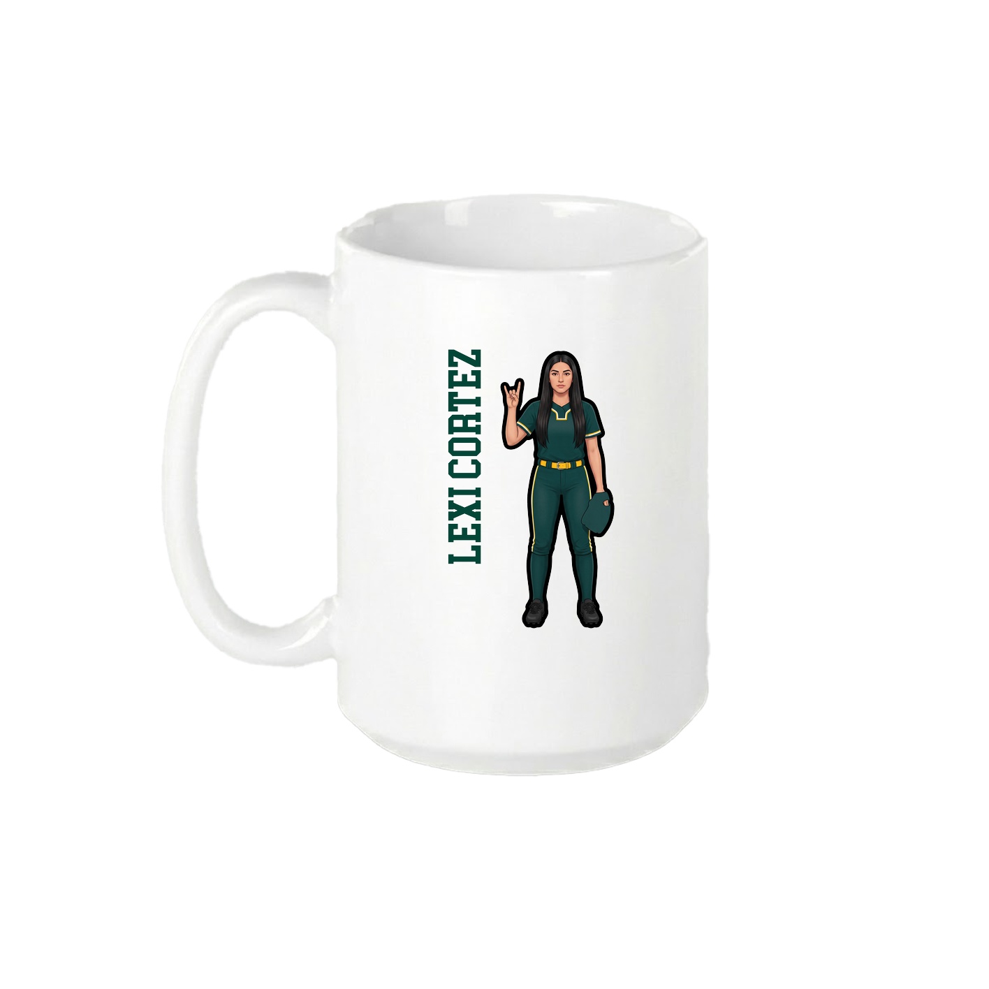 15oz Coffee Mug — Name Vertical in White
