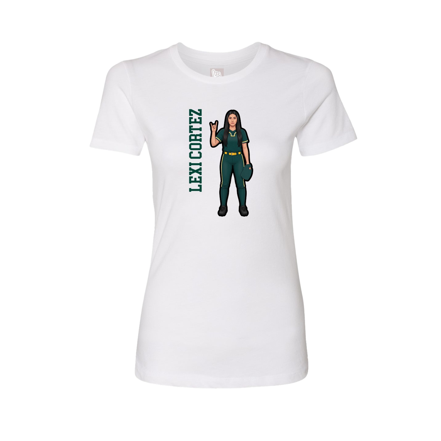 Fitted Women's Tee — Name Vertical in White