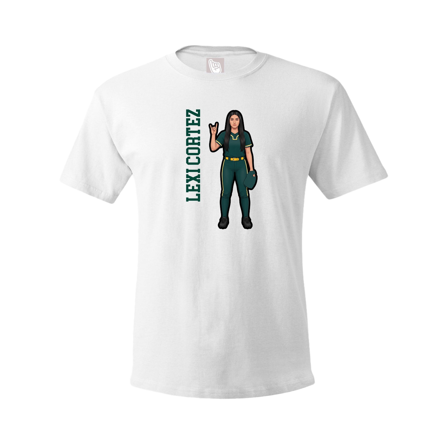 Youth Tee — Name Vertical in White