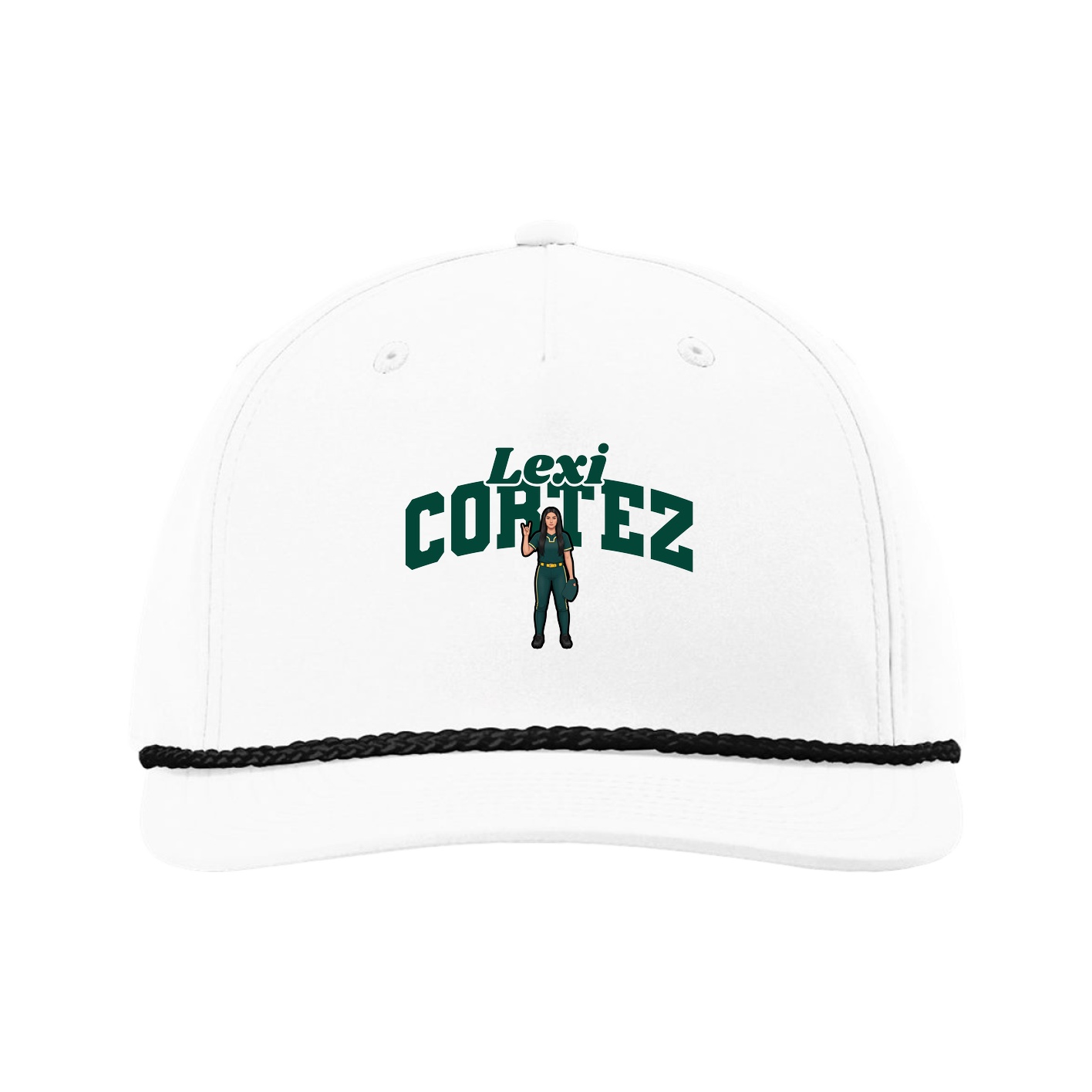 Five-Panel Classic Rope Cap — Signature Arch in White