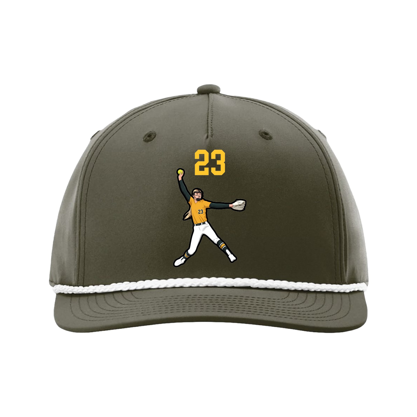 Five-Panel Classic Rope Cap — Number Top in Green