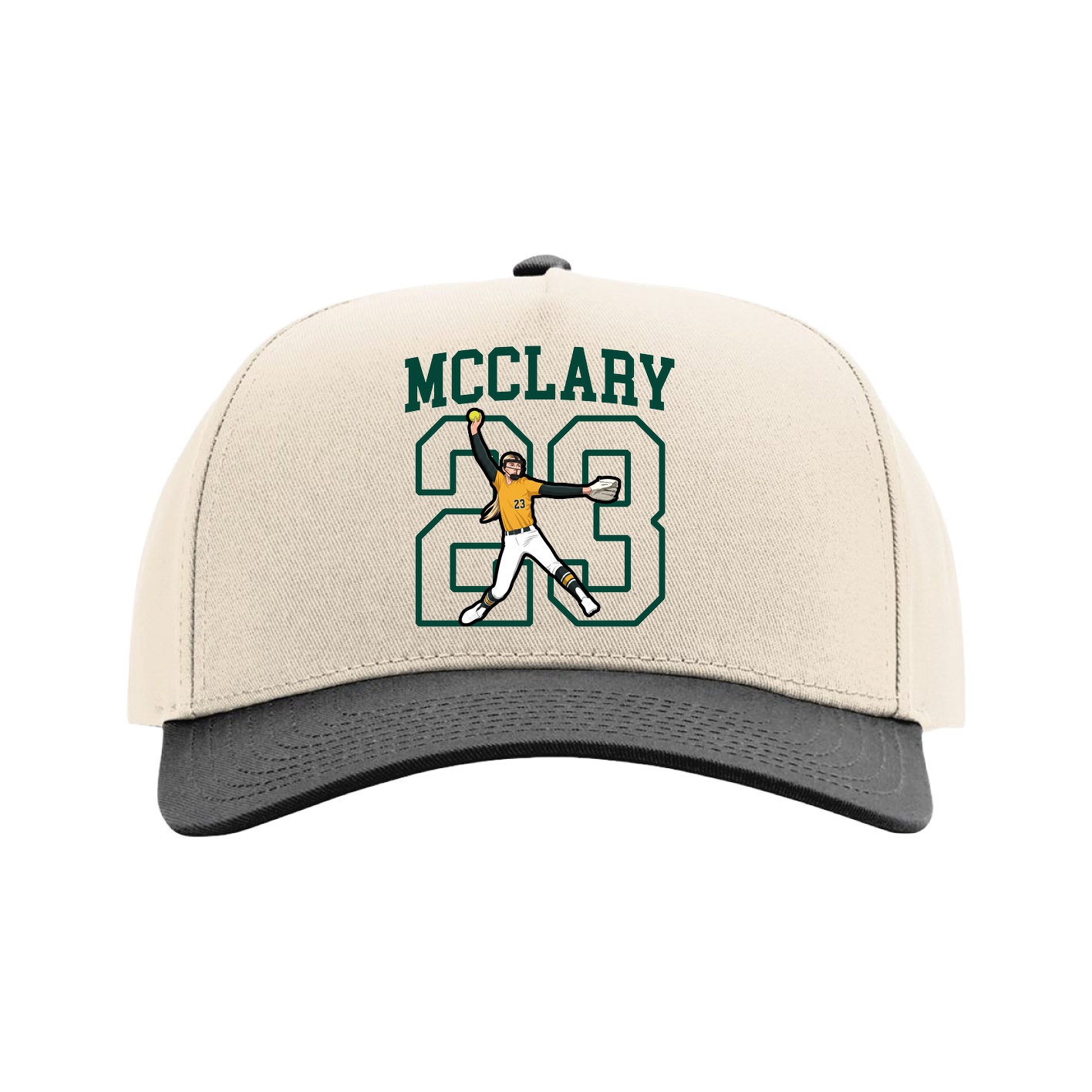 Full Fabric Five-Panel Champ Cap — Shirsey in Cream/Black